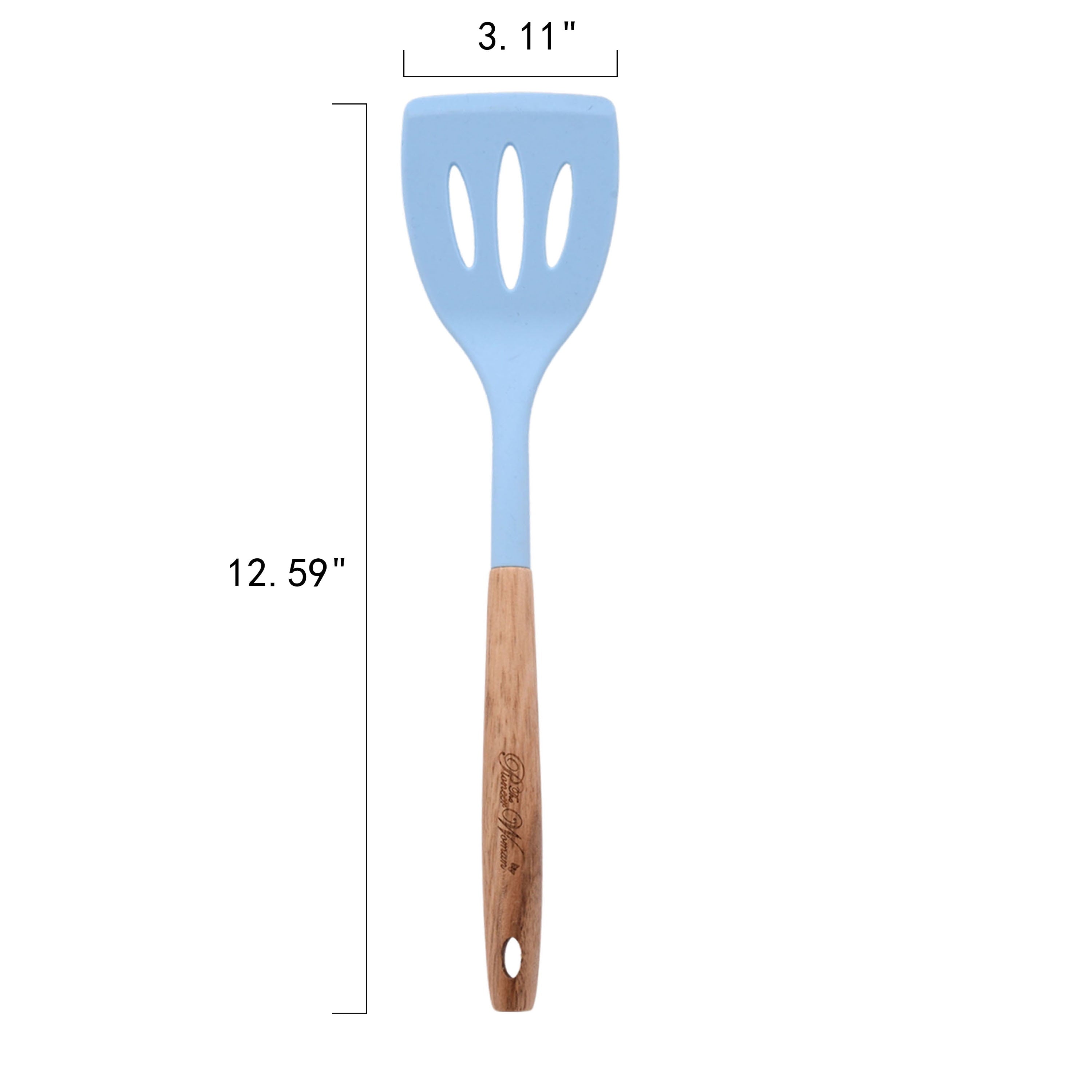 Chef-Quality 10-Piece Silicone and Acacia Wood Handle Cooking Utensils Set, Blue - Heavy Duty Stainless Steel Kitchen Shears Detail