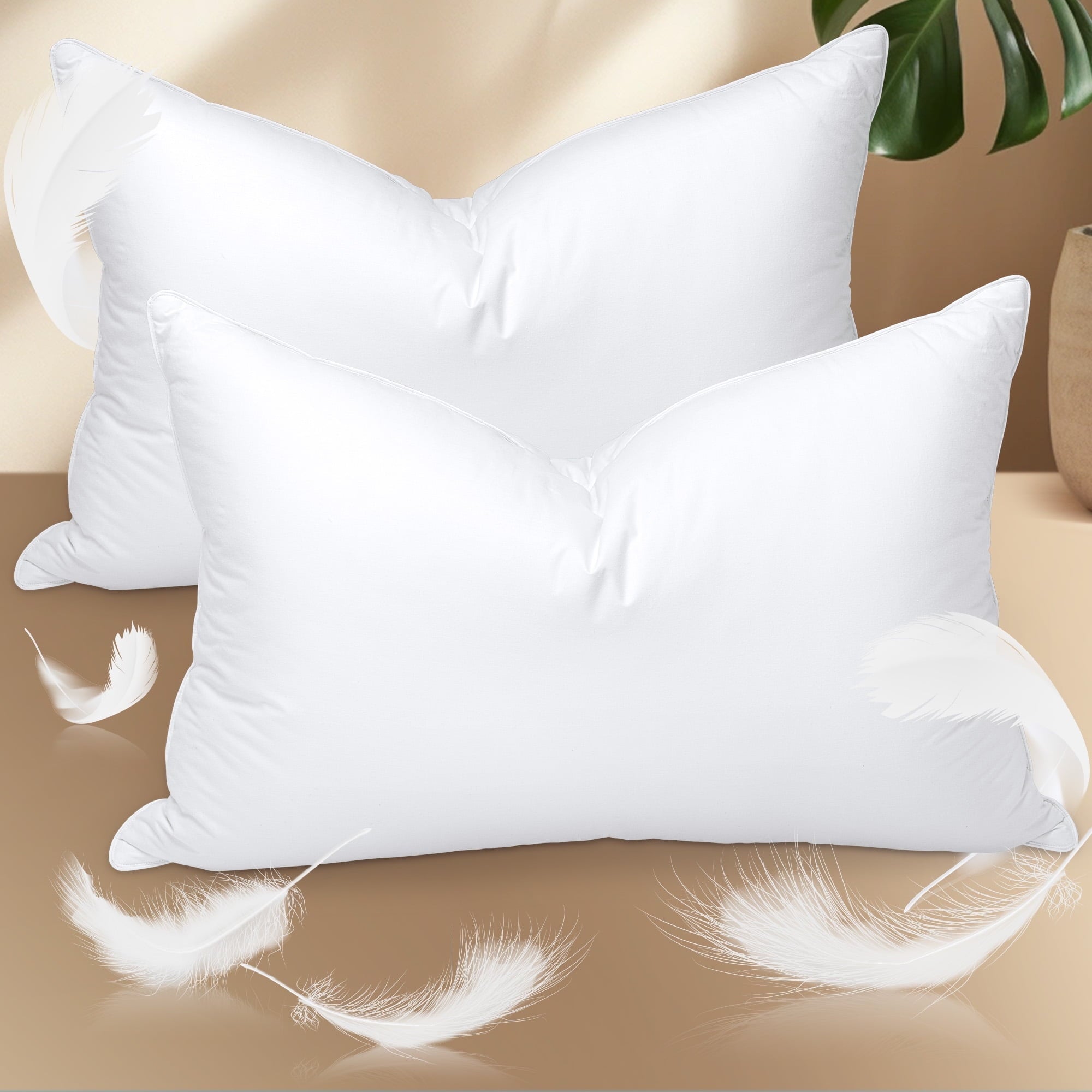 Fluffy Shredded Pillows and Bed Pillows Queen Size for Sleeping,With 2 Set of Soft Cotton Cover- Pack of 2 - Orthopedic Shredded Foam Bed Pillow Set Detail