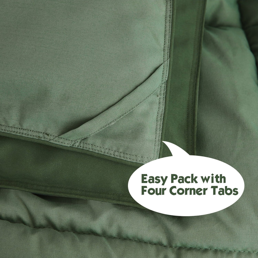 Hypoallergenic Cloud Light Weight Down Alternative Comforter Set, Queen, Green, Reversible - All-Season Down Alternative Comforter Insert Detail
