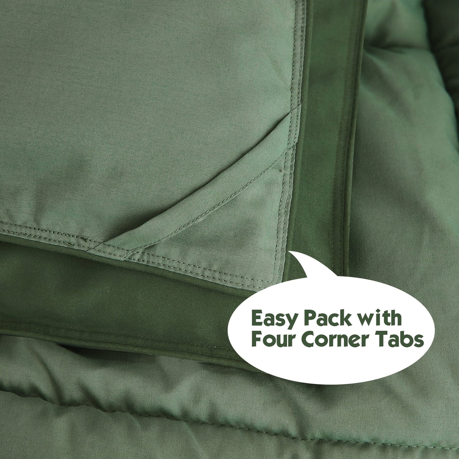 Hypoallergenic Cloud Light Weight Down Alternative Comforter Set, Queen, Green, Reversible - All-Season Down Alternative Comforter Insert Detail