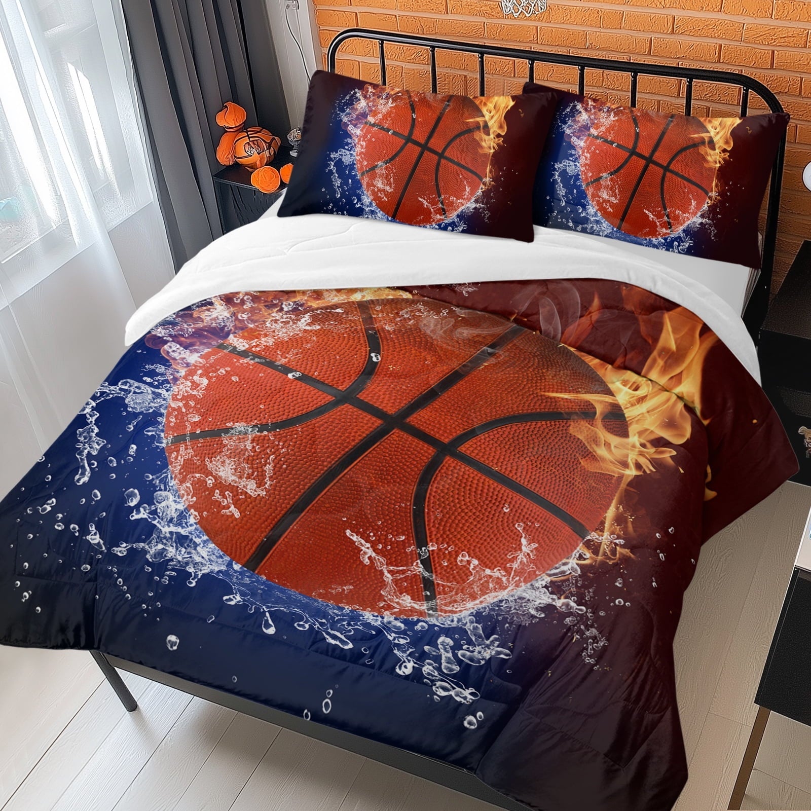 Heavyweight Warmth Twin Comforter Set, 3 Pieces Sport Bedding Set for Kids Boys Teens Brushed Microfiber Basketball Comforter Set, 66x90... - All-Season Down Alternative Comforter Insert Detail