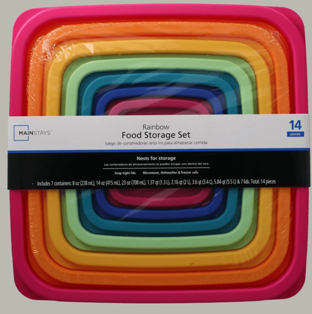Deliciously Squishy Plastic Rainbow Food Storage Set, Multi Color, 14 Count, Best Used for Leftover Storage and Reheating - Fun Food Fidget Cookie Squishable Toy Detail