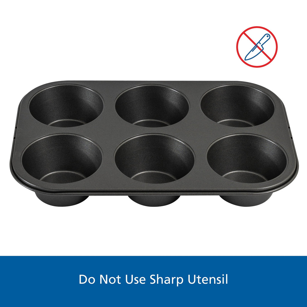 Time-Saving 6 Cup Jumbo Muffin Pan, Non-Stick Bakeware,3.4 inch Diameter Cups,Gray,Carbon Steel - Innovative Kitchen Helper for Modern Cooking Detail