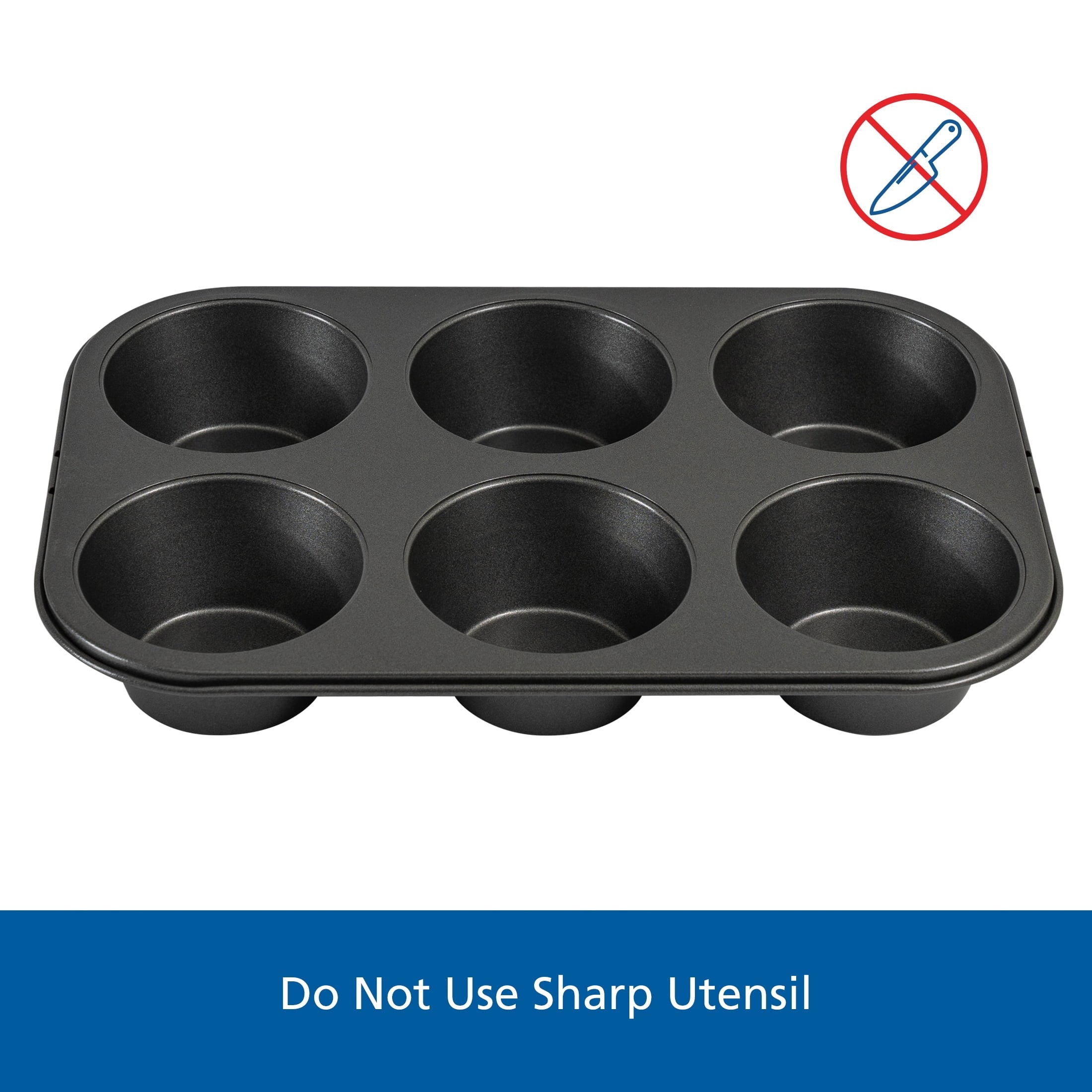 Time-Saving 6 Cup Jumbo Muffin Pan, Non-Stick Bakeware,3.4 inch Diameter Cups,Gray,Carbon Steel - Innovative Kitchen Helper for Modern Cooking Detail