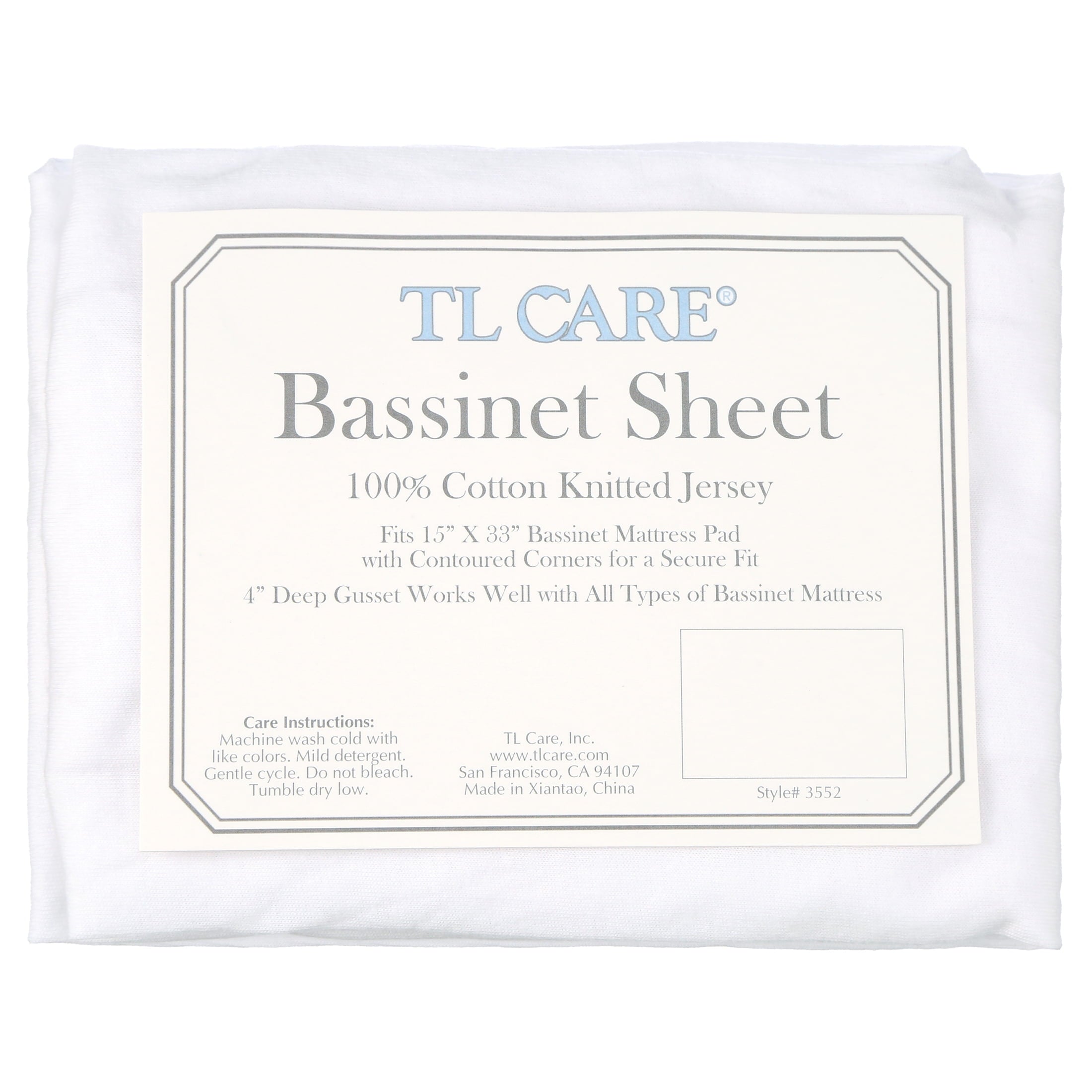 Ultra-Soft TL Care 100% Natural Breathable Cotton Jersey Knit Fitted Bassinet Sheet, White, 15" x 33", Soft Breathable, for Boys... - Breathable Egyptian Cotton Flat & Fitted Sheets Detail