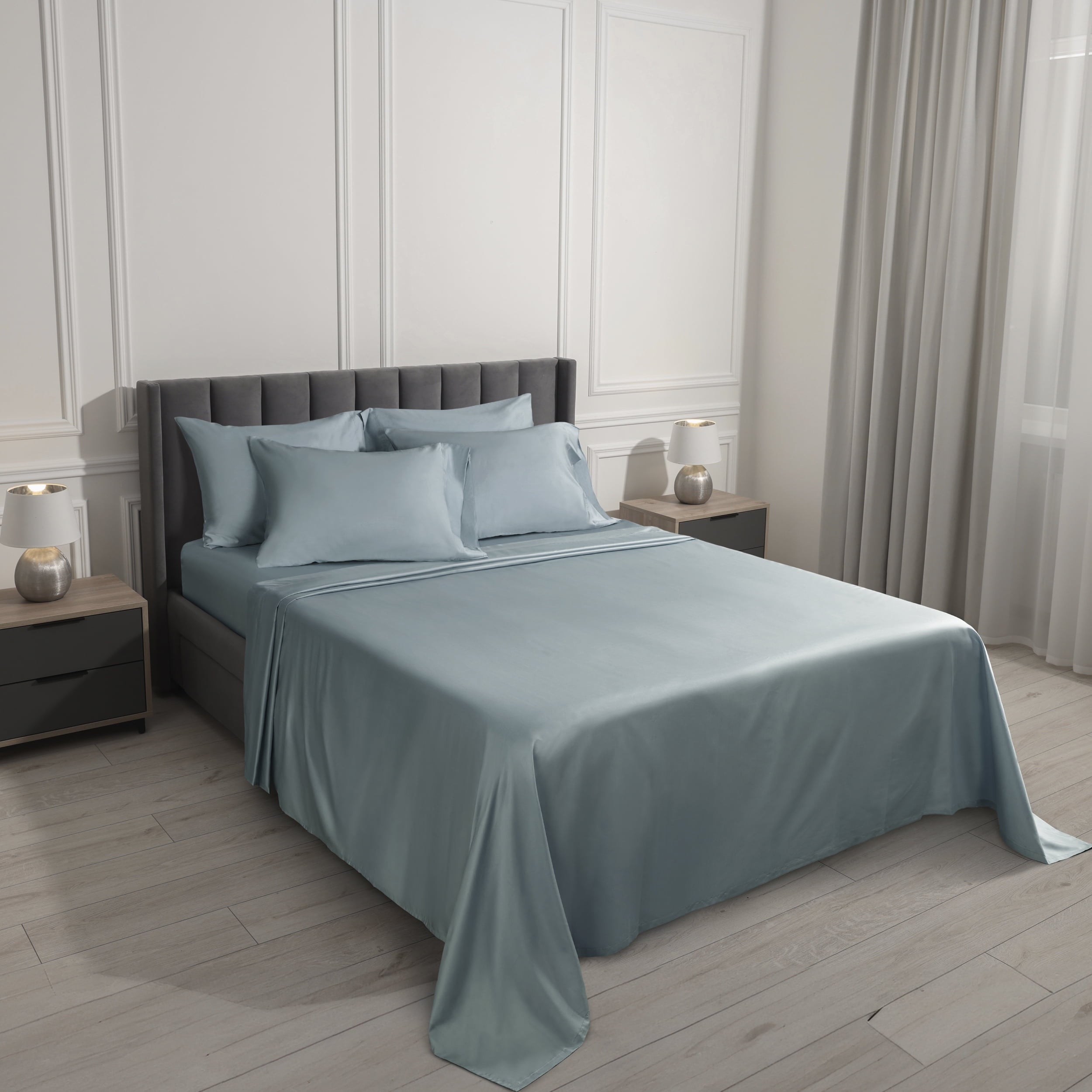 Premium Egyptian Cotton 6-Piece 800 Thread Count Lead Cotton Rich Adult Bed Sheet Set, King - Deep Pocket - Breathable Egyptian Cotton Flat & Fitted Sheets Detail