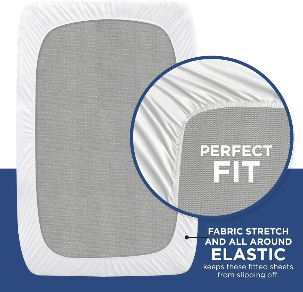 Wrinkle-Resistant 2 Pack Fitted Hospital Bed Sheets with Elastic All Around for a Perfect Fit - Cotton Rich Soft Knitted Jersey Sheet, ... - Breathable Egyptian Cotton Flat & Fitted Sheets Detail