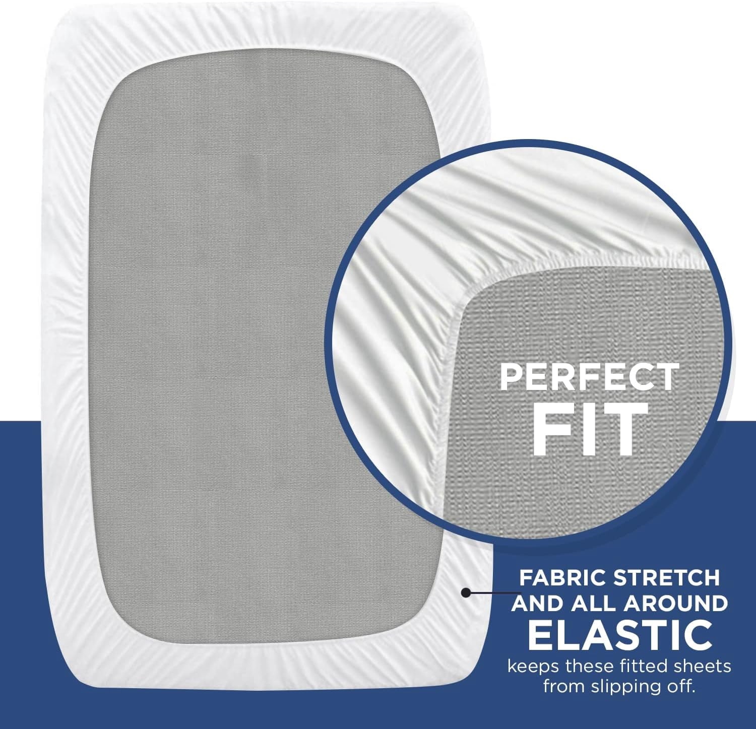 Wrinkle-Resistant 2 Pack Fitted Hospital Bed Sheets with Elastic All Around for a Perfect Fit - Cotton Rich Soft Knitted Jersey Sheet, ... - Breathable Egyptian Cotton Flat & Fitted Sheets Detail