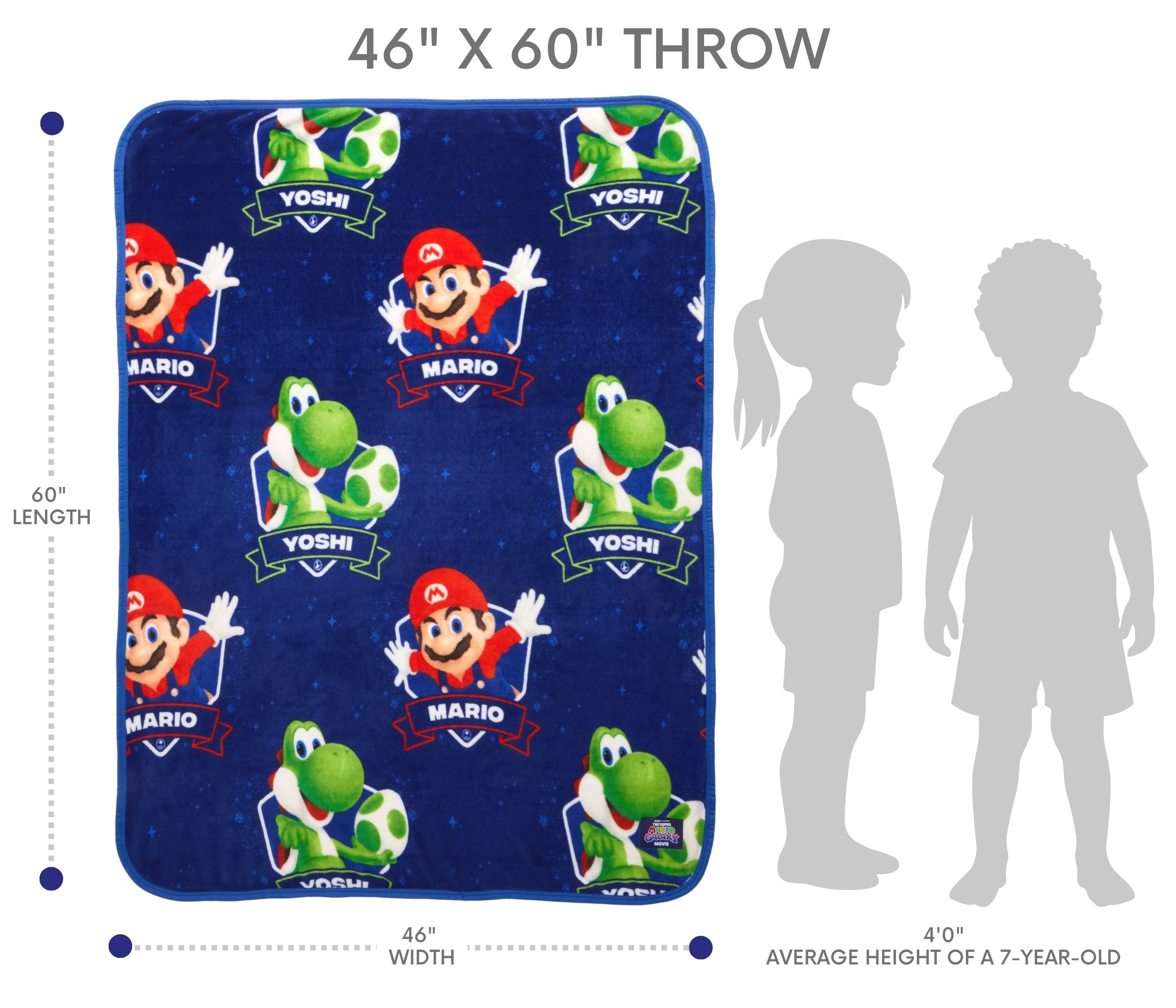 Decorative Knitted Galaxy Movie Kids Blue Print Fleece Throw Blanket, 46 x 60 - Lightweight Plush Warm Blanket for All Seasons Detail
