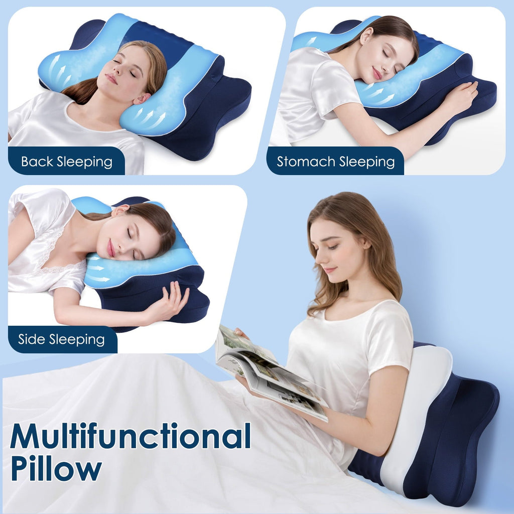 Hotel Collection Cervical Neck Pillow for Pain Relief Sleeping, Memory Foam Pillow Neck Pillow Bed Pillow with Pillowcase for Side Bac... - Orthopedic Shredded Foam Bed Pillow Set Detail