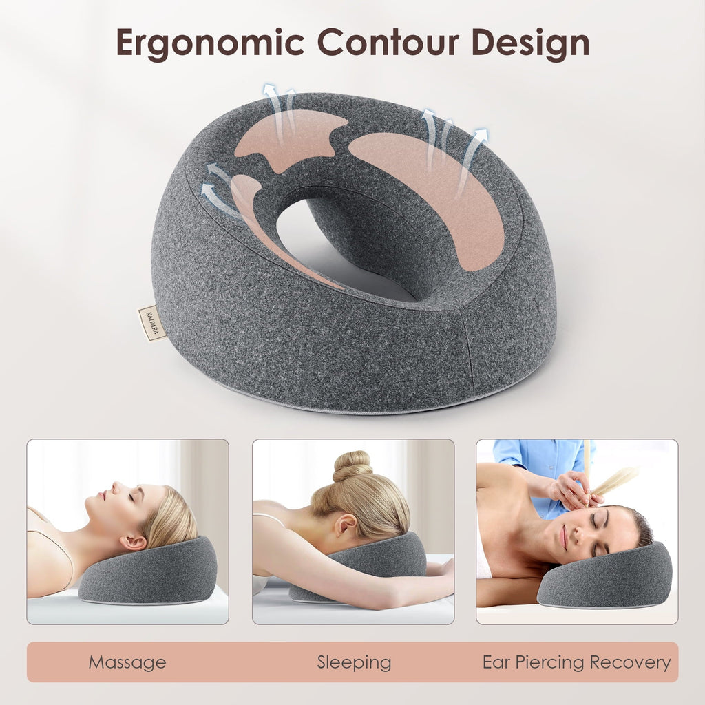 Ergonomic Memory Foam Face Down Pillow Massage Headrest for Bed, Memory Foam Pillow Face Cradle Support for Stomach Sleepers, Eye Post-Surg... - Orthopedic Shredded Foam Bed Pillow Set Detail