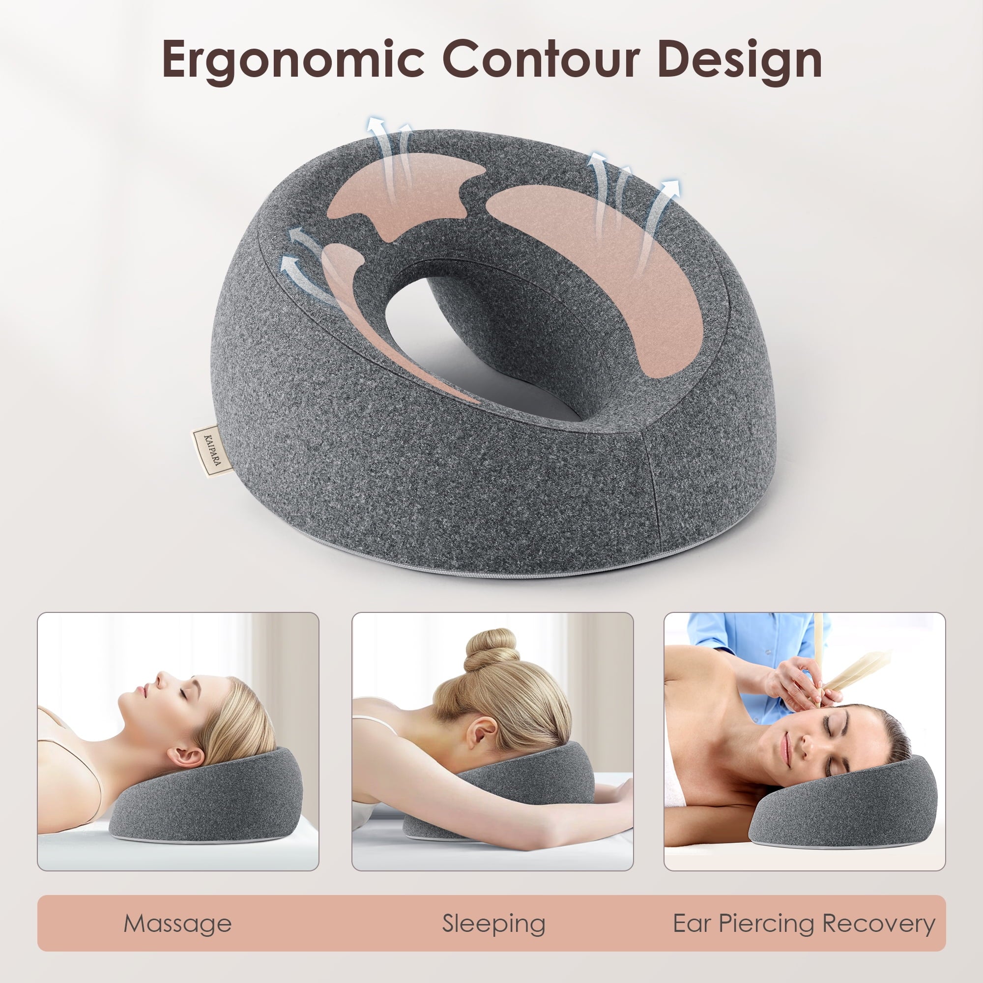 Ergonomic Memory Foam Face Down Pillow Massage Headrest for Bed, Memory Foam Pillow Face Cradle Support for Stomach Sleepers, Eye Post-Surg... - Orthopedic Shredded Foam Bed Pillow Set Detail
