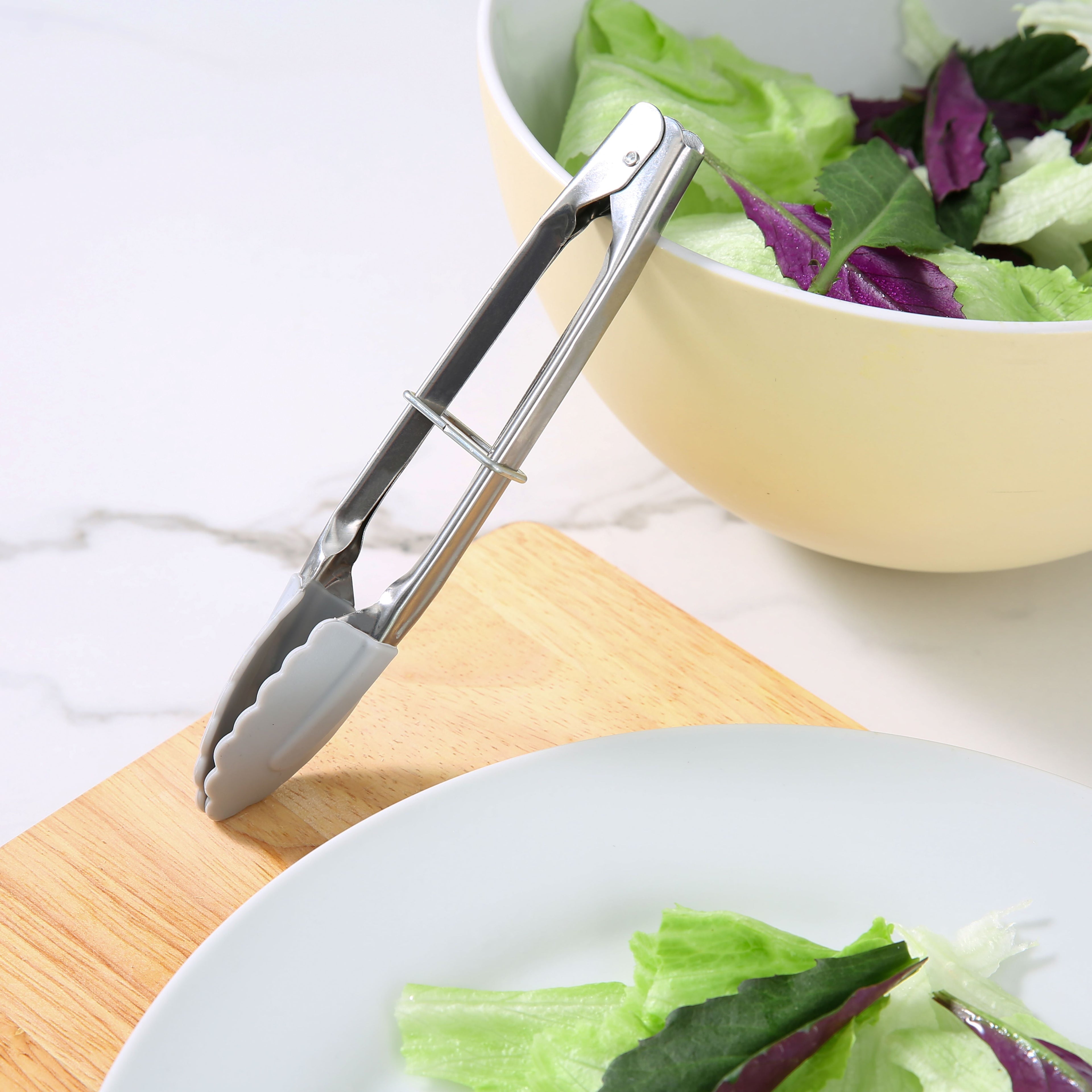 Professional Grade Stainless Steel and Silicone Mini Food Tongs Grey - Professional Kitchen Tool for Culinary Enthusiasts Detail