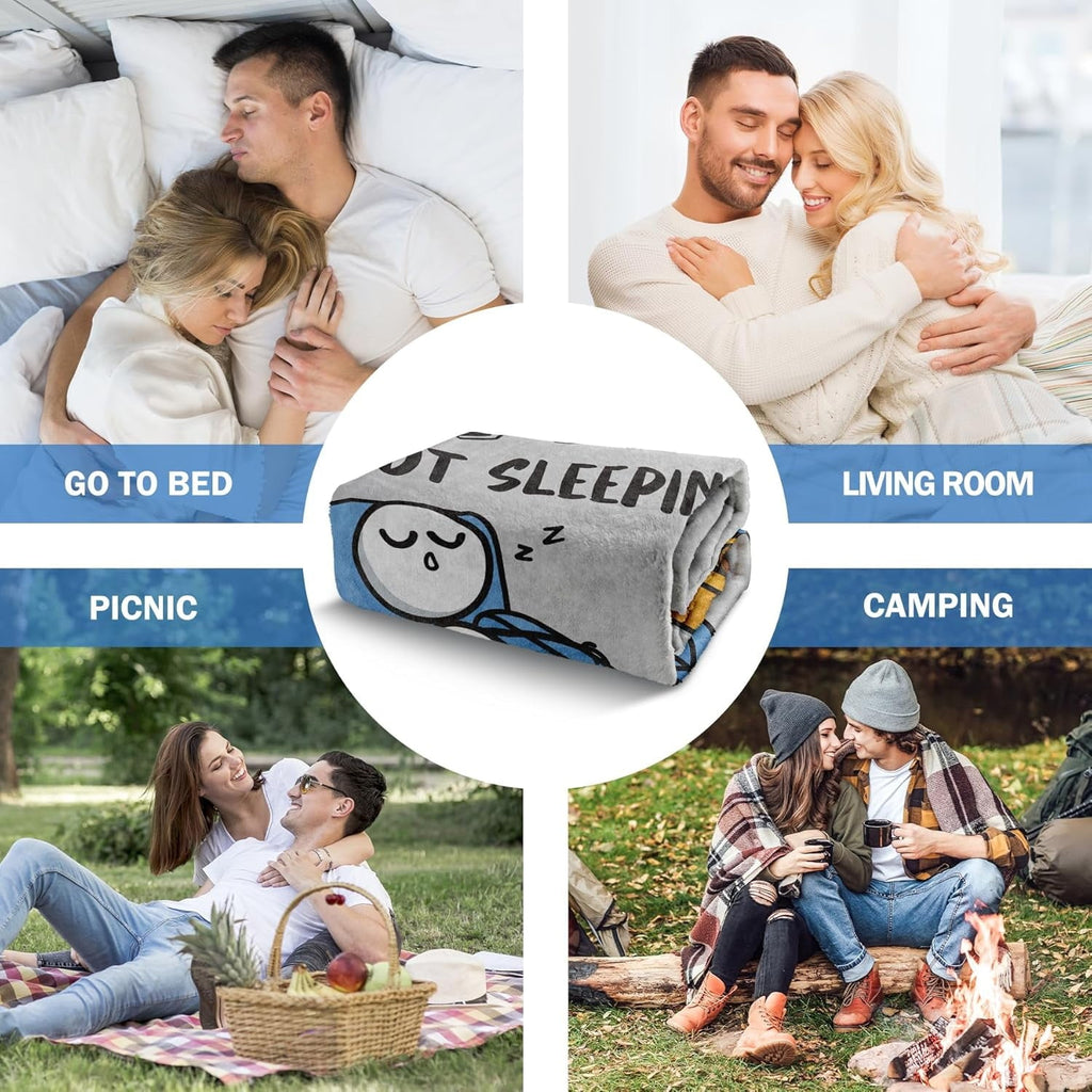 Cozy Fleece Funny Fathers Day Dad Gifts , Dads Birthday Gifts, Dad is Not Sleeping Blanket, Super Soft Throws Blanket for Napping - Super Soft Reversible Sherpa Flannel Blanket Detail