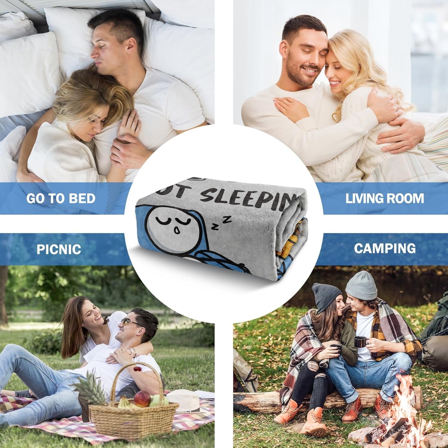 Cozy Fleece Funny Fathers Day Dad Gifts , Dads Birthday Gifts, Dad is Not Sleeping Blanket, Super Soft Throws Blanket for Napping - Super Soft Reversible Sherpa Flannel Blanket Detail
