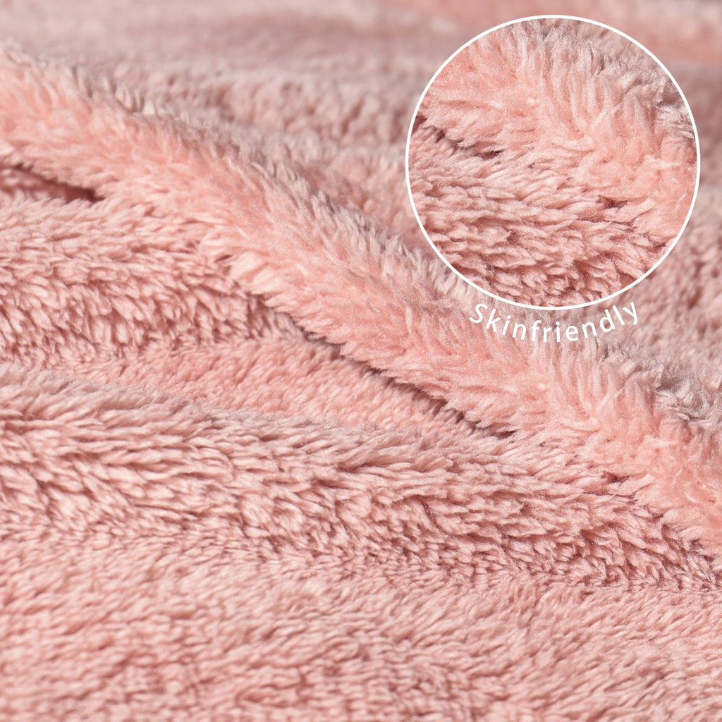 Reversible Sherpa Soft Fleece Throw Blanket for Couch, Super Soft Velvet Plush Bed Blanket, 50x60 Inches, Pink - Luxury Knitted Decorative Throw Blanket with Fringes Detail