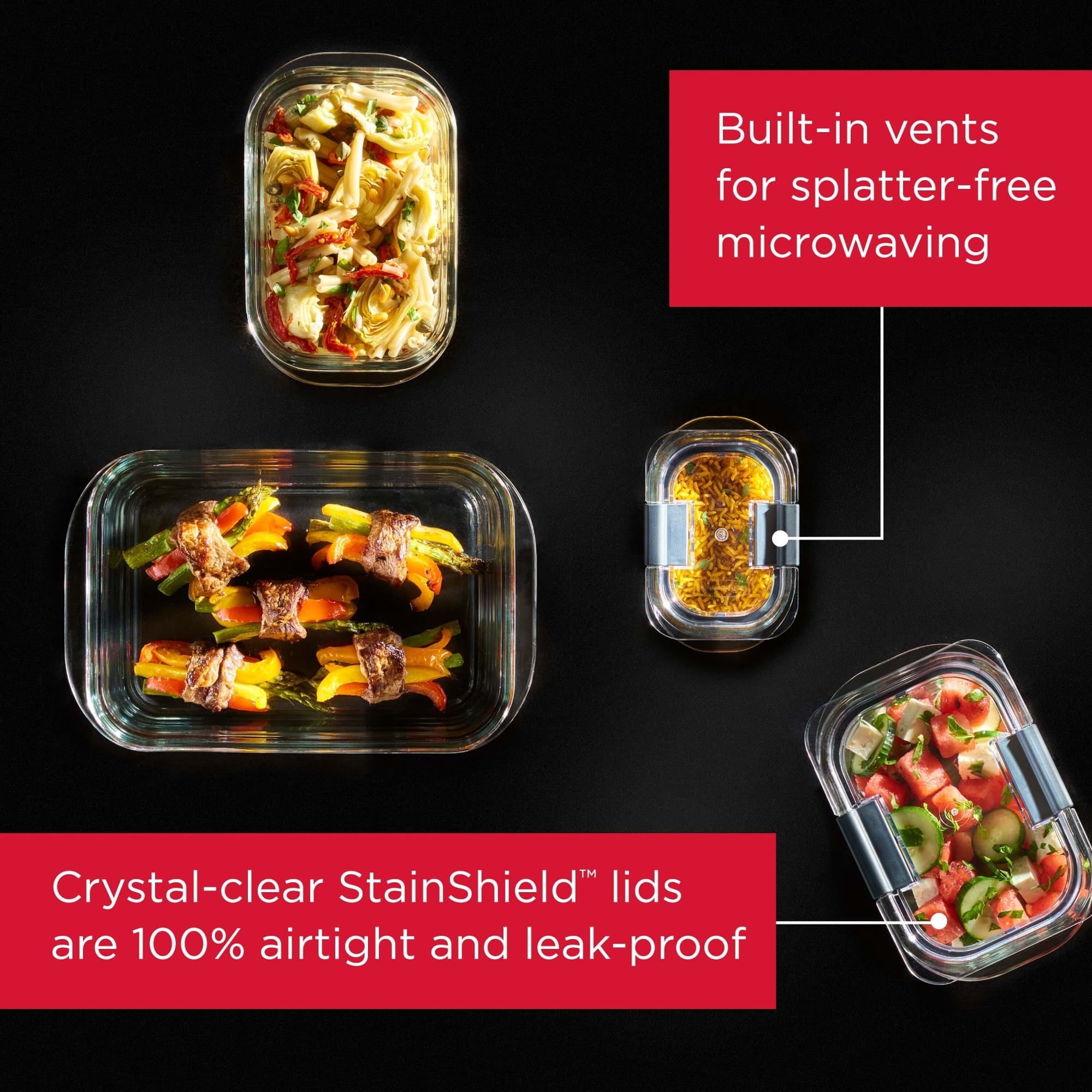 Fun Food Fidget 1.3 Cup Stain-Proof Food Storage Container, Set of 2 - Playful Star & Heart Shaped Geometric NeeDoh Detail