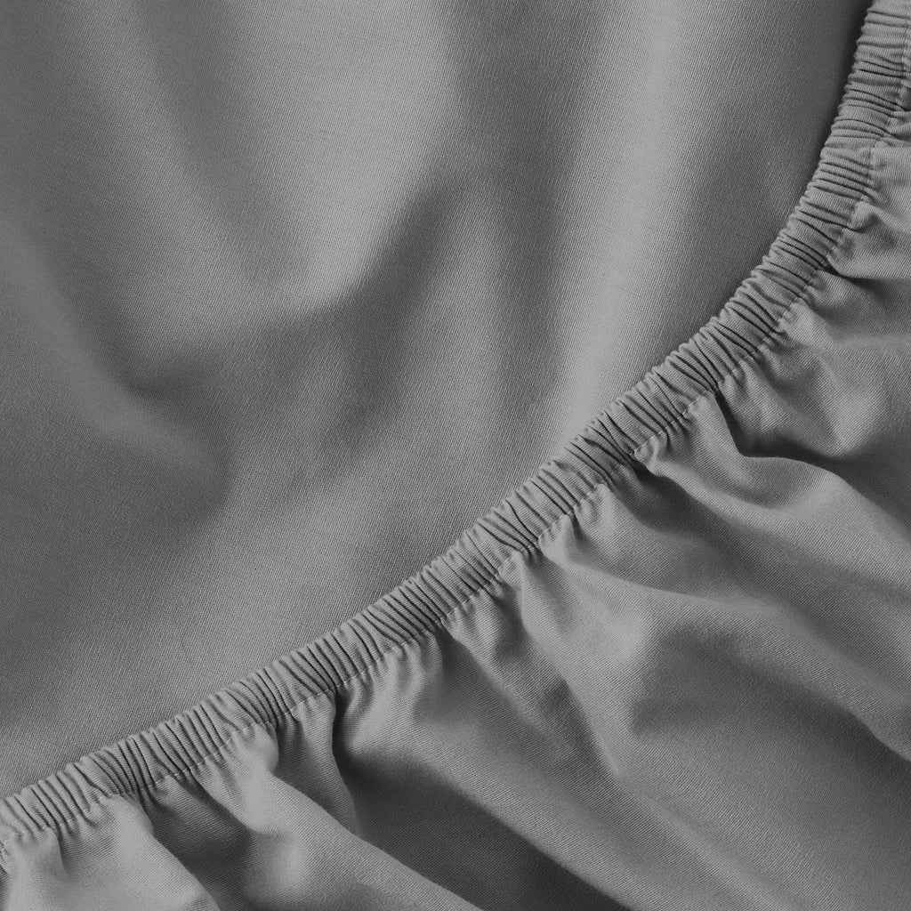 Breathable Luxury Easy Care 300 Thread Count Solid Soothing-Gray CVC Cotton Blend Fitted Sheet, King (Adult) - Luxury Bed Sheet Set with Deep Pockets Detail
