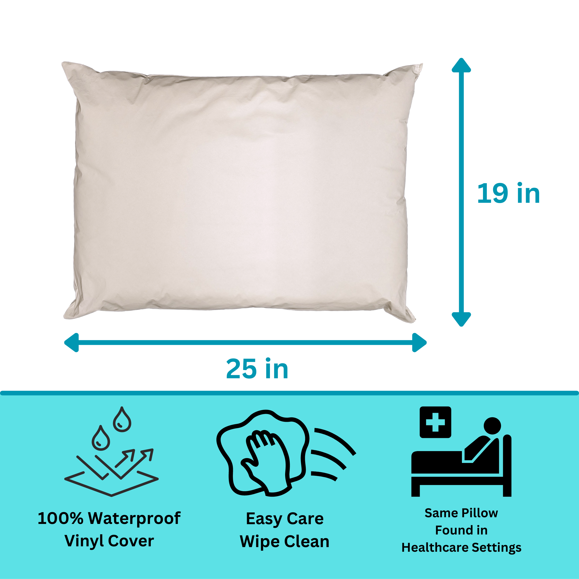 Fluffy Shredded 2 Pack Vinyl Covered Medical Bed Pillows 19 in x 25 in | Wipeable Easy Clean | Fluid Stain Resistant - Hotel Quality Plush Sleeping Pillows Detail