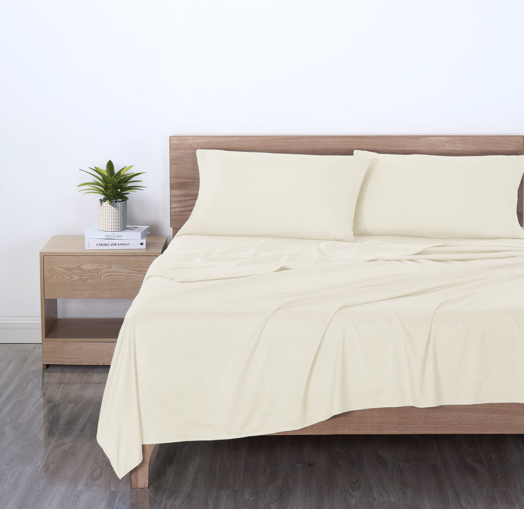 Wrinkle-Resistant Basic Value Microfiber Bed Sheet Set, Vanilla Dream, Full, 4 Piece - Luxury Bed Sheet Set with Deep Pockets Detail