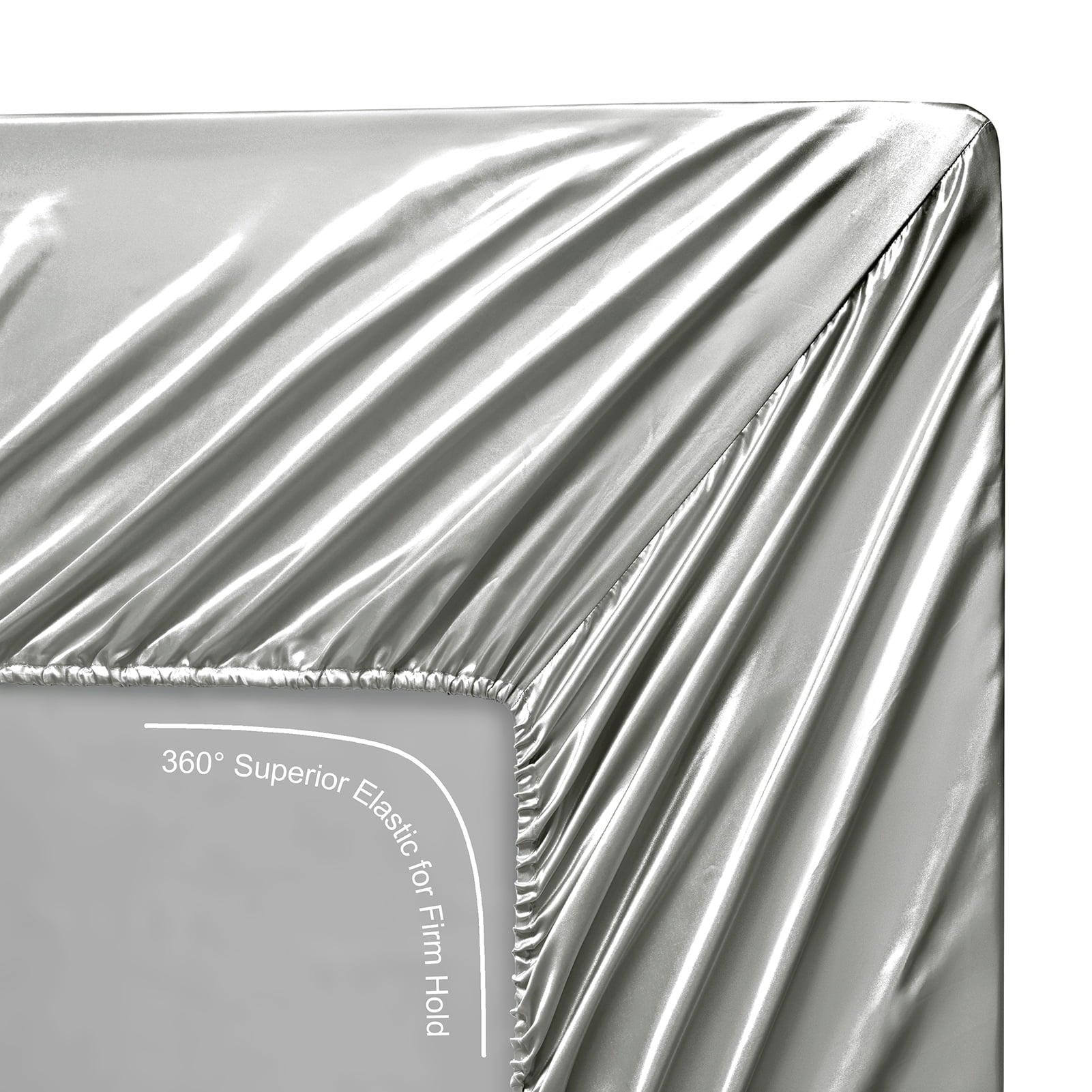 Breathable Luxury Luxury Satin Sheets Set Full Size Light Gray, 4-Piece Bedding Sets with Deep Pockets - Soft and Smooth Satin Bed Shee... - Luxury Bed Sheet Set with Deep Pockets Detail
