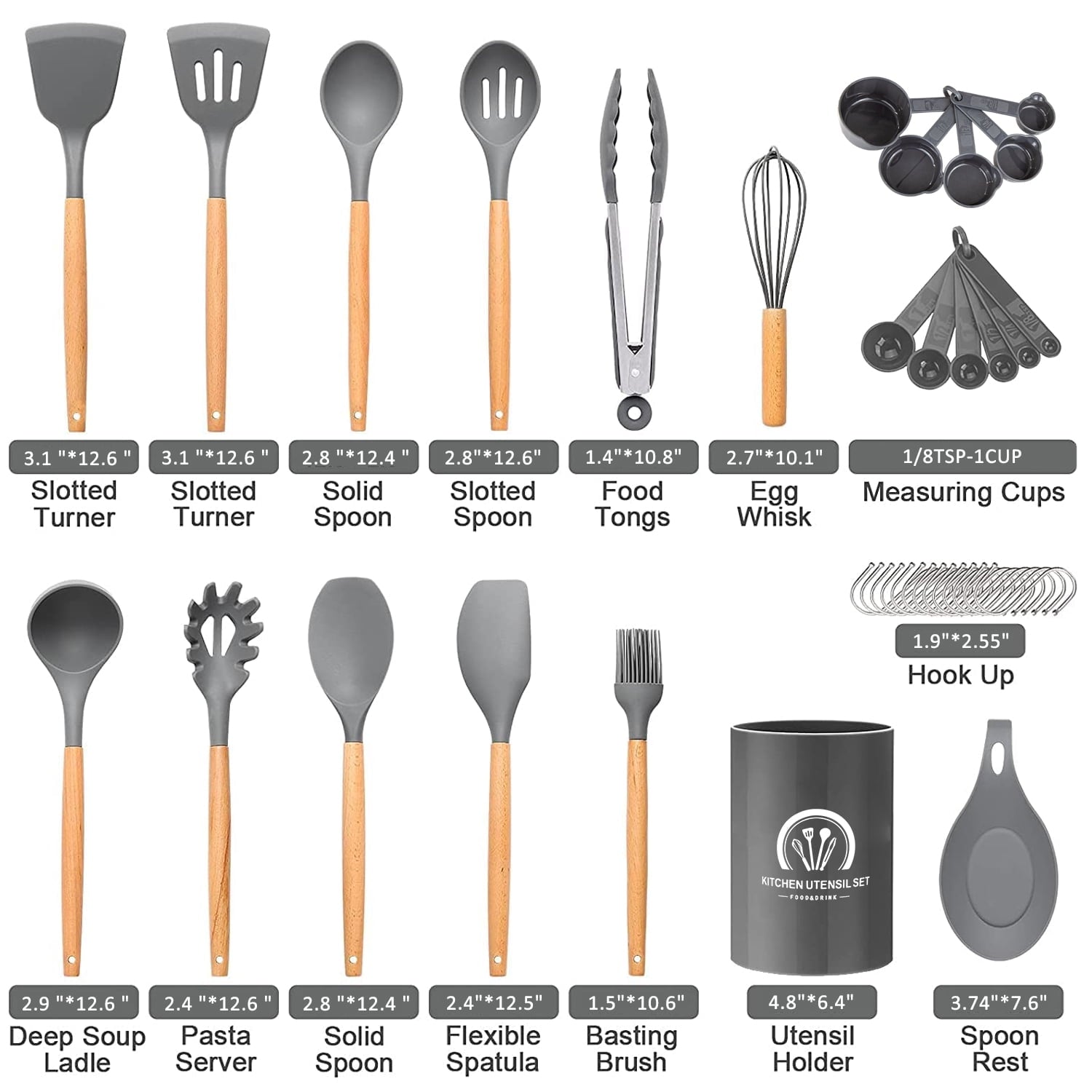 Durable Steel Silicone Cooking Utensils Set, 446°F Heat Resistant Wooden Handle Cooking Kitchen Utensils Spatula Set with Holder fo... - Heavy Duty Stainless Steel Kitchen Shears Detail