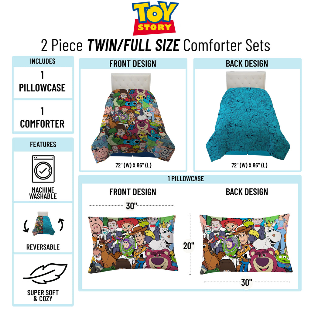 All-Season You've Got a Friend Reversible Comforter and Pillowcase Set, Twin/Full, Kids Bedding - All-Season Down Alternative Comforter Insert Detail