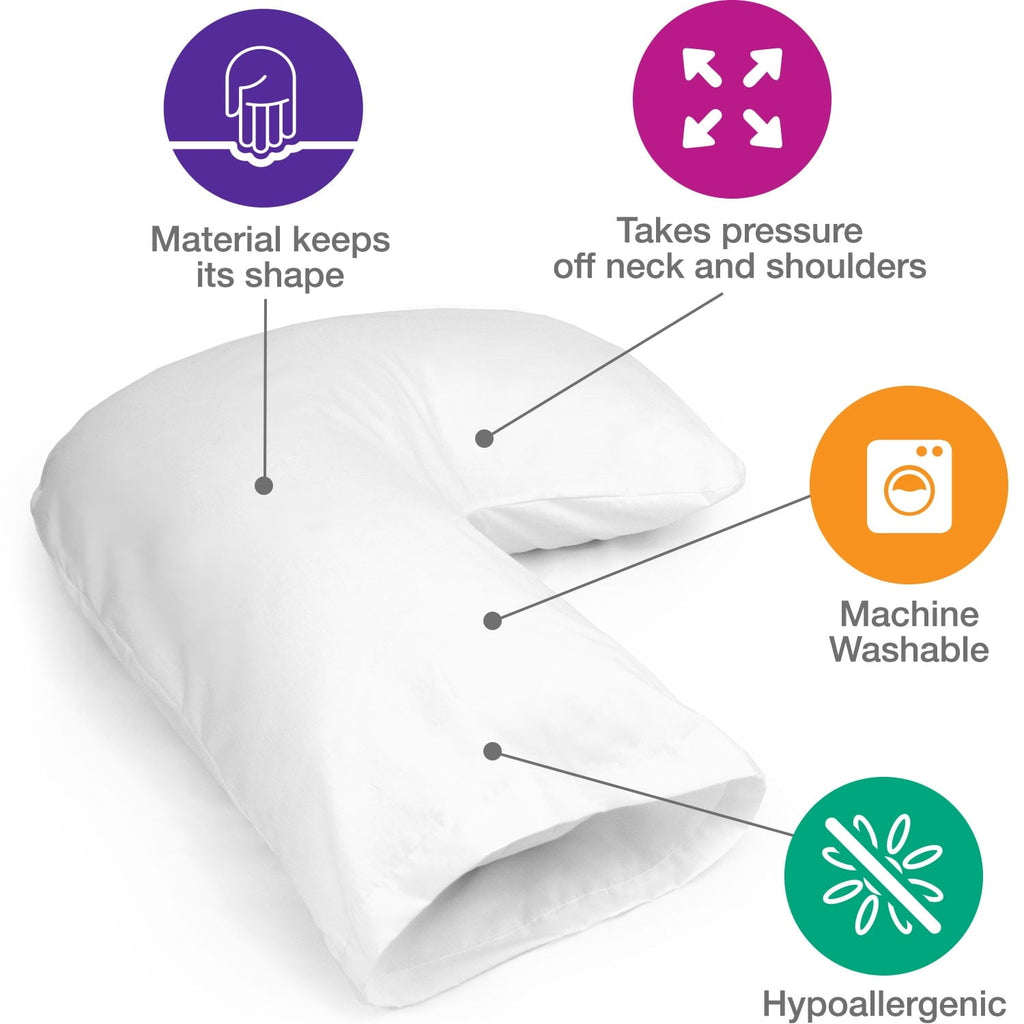 Ergonomic Memory Foam Hugg-A-Pillow 17" x 22" Bed Pillow White 554-7915-1900 - Decorative Throw Pillow Cushion for Sofa & Bed Detail