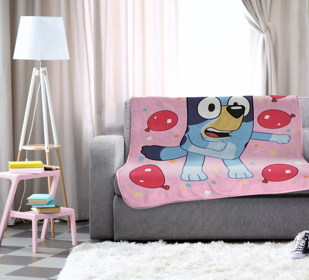 Lightweight Warm Balloon Party 46" x 60" Throw Blanket, Kids, Pink, Microfiber - Super Soft Reversible Sherpa Flannel Blanket Detail