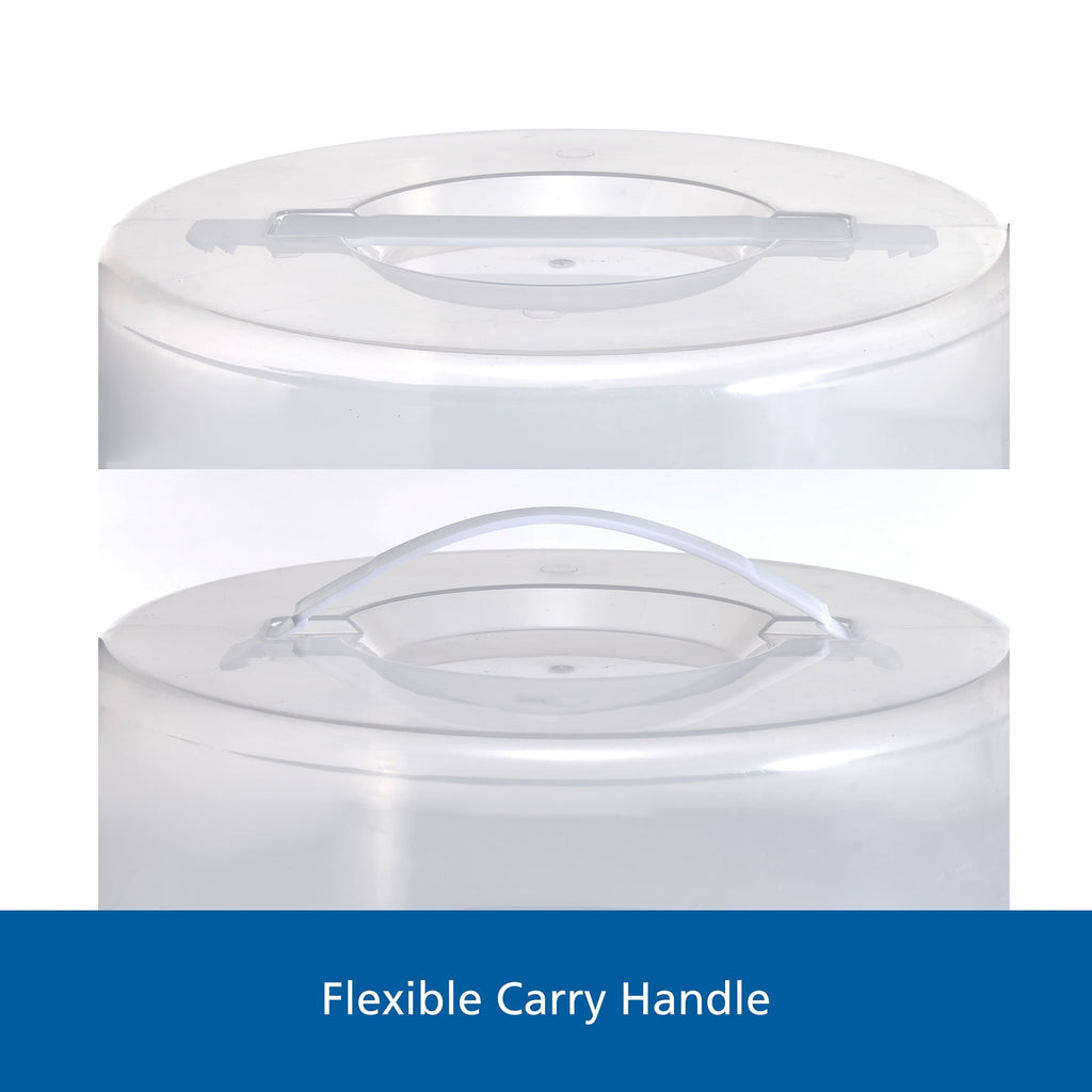 Time-Saving 12 inch Clear Cake Carrier with 2pk 9 inch Gray Round Pans, Carbon Steel - Innovative Kitchen Helper for Modern Cooking Detail