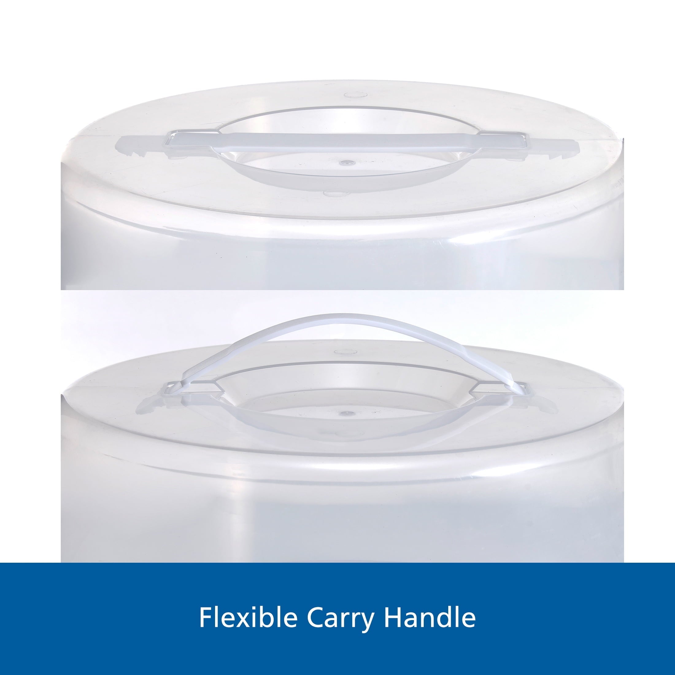Time-Saving 12 inch Clear Cake Carrier with 2pk 9 inch Gray Round Pans, Carbon Steel - Innovative Kitchen Helper for Modern Cooking Detail