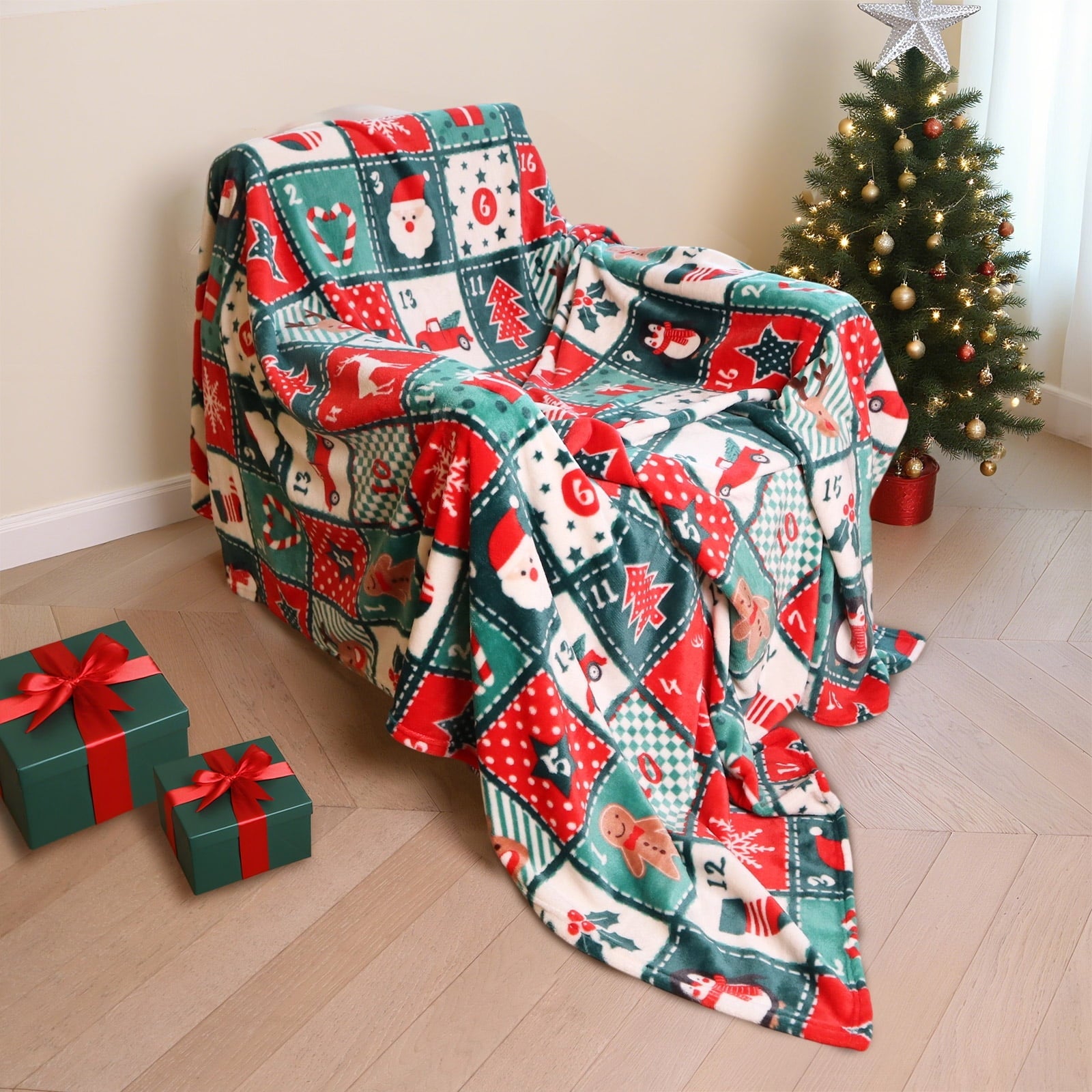 Reversible Sherpa Cozy Blanket Printed Blanket Throw Christmas Blanket - 300 GSM Fleece Blanket Throw Size Blanket for Home Decoration,... - Lightweight Plush Warm Blanket for All Seasons Detail