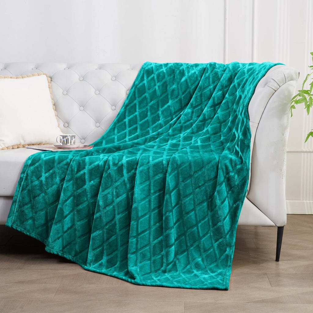 Cozy Fleece Large Soft Throw Blanket for Couch, 50x70 Inches Diamond Geometry Pattern Velvet Fleece Blanket, Cozy, Warm and Light... - Lightweight Plush Warm Blanket for All Seasons Detail