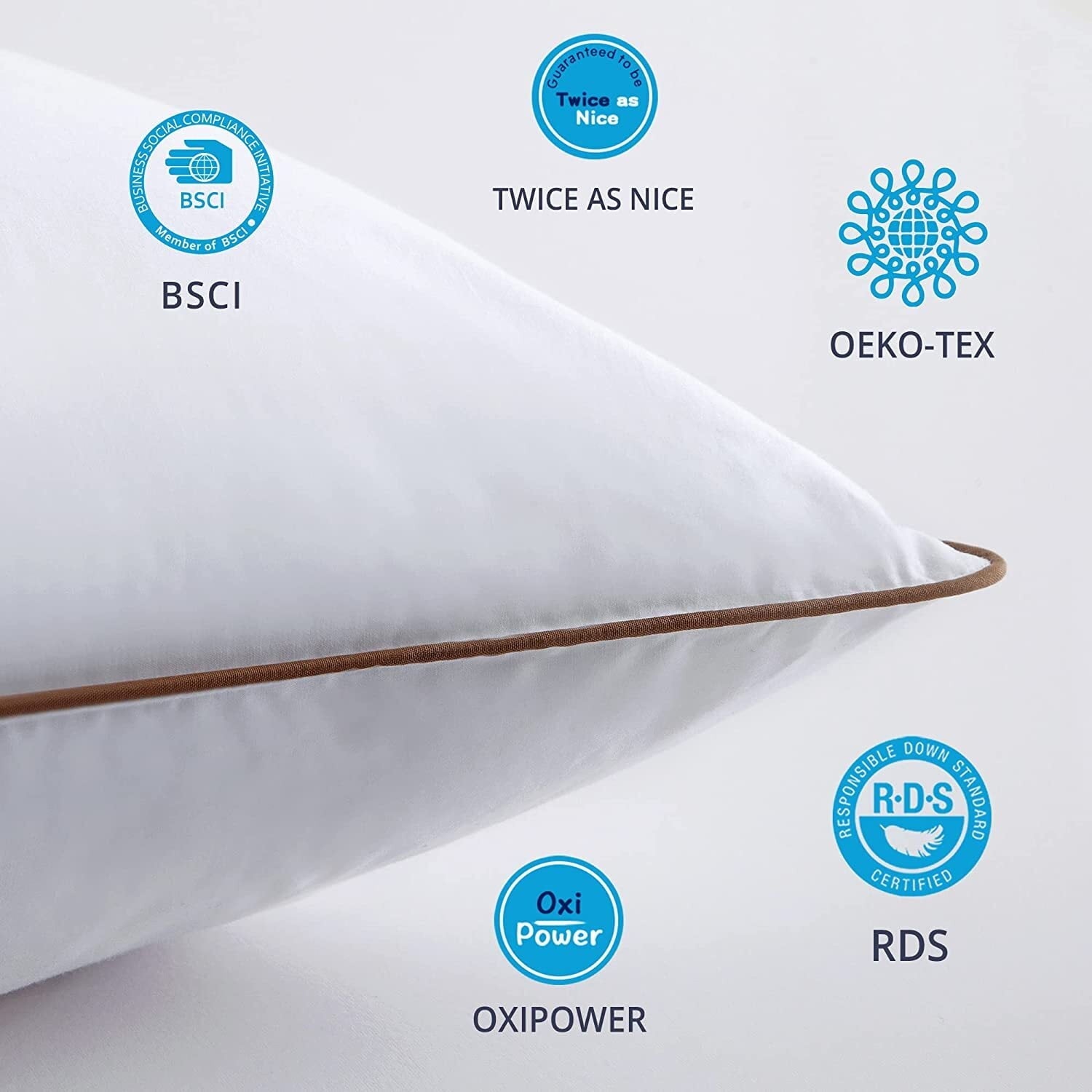 Decorative Plump Down Feather Pillows for Bed 20 x 30 Inches Queen Size Set of 2, Medium Firm Luxury Cooling Hotel Collection Feather ... - Ergonomic Memory Foam Pillow for Neck Pain Support Detail
