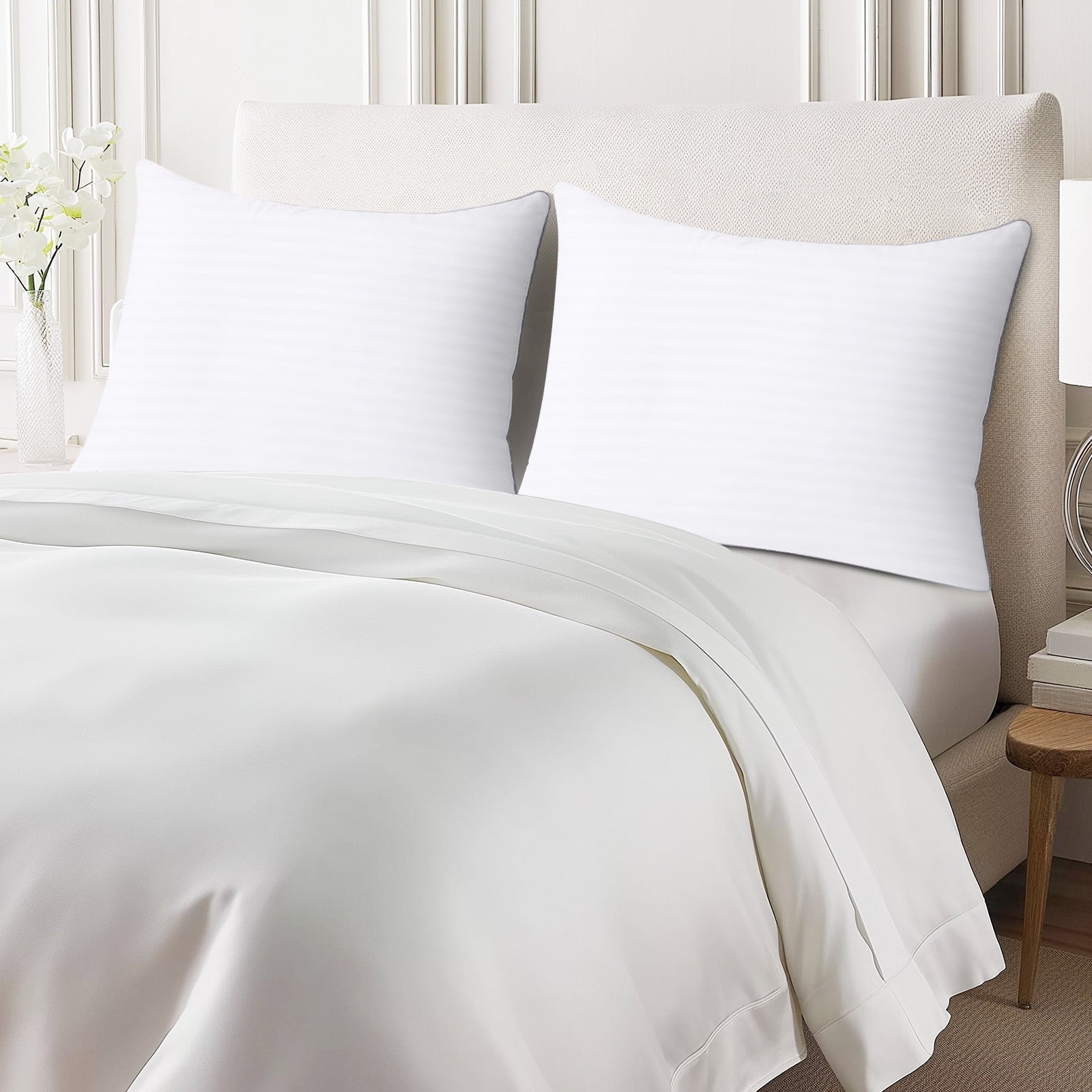 Decorative Plump Pillows Standard Size Set of 2, Hotel Quality, Down Alternative Gusseted Bed Pillows for Side, Back, And Stomach Slee... - Hotel Quality Plush Sleeping Pillows Detail