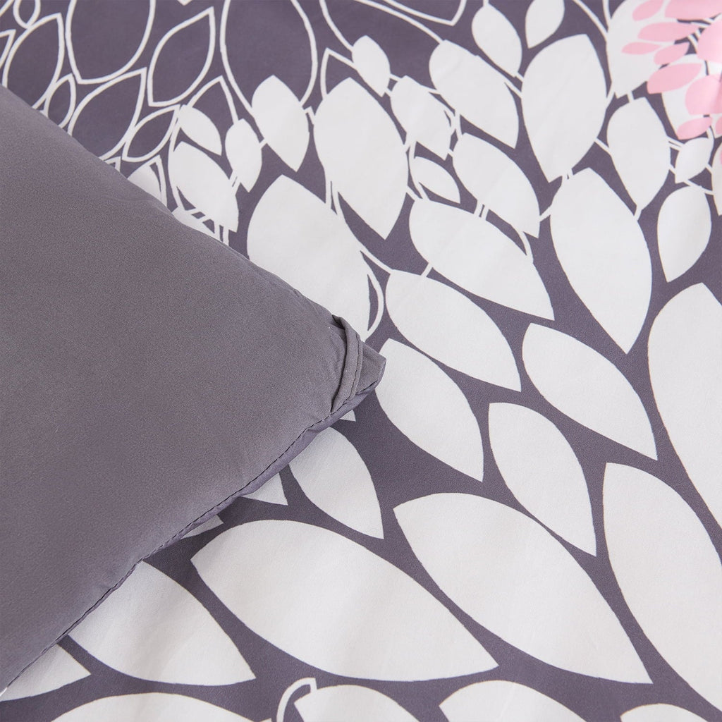 All-Season 2 Pieces Pink Floral Comforter Set Twin Size, Botanical Bedding Sets with Cute Flowers Printing for Teen Girls - All-Season Down Alternative Comforter Insert Detail