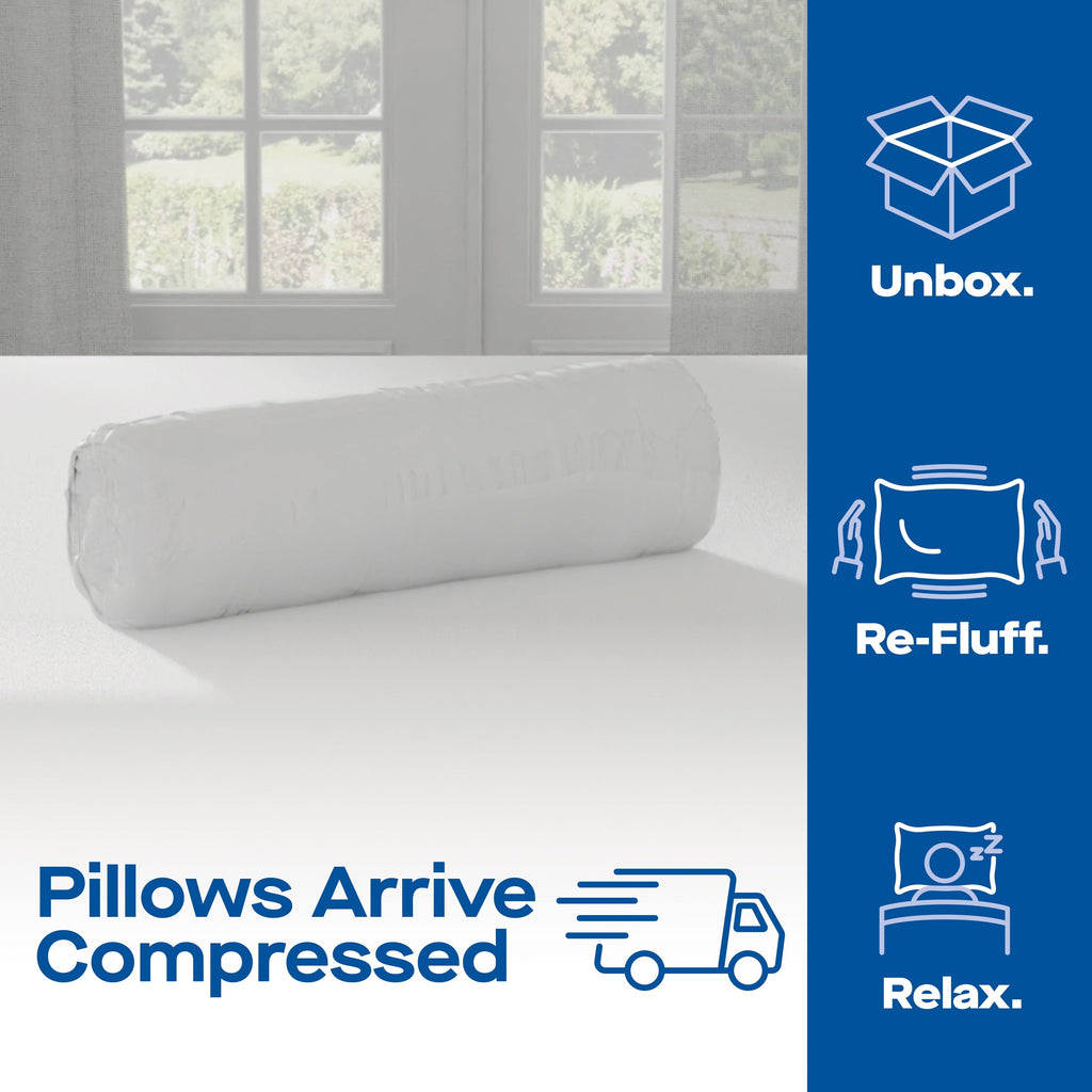 Decorative Plump Huggable Support Bed Pillow, Standard- Soft Velvety Cover, Squishable Comfort (2 Count) - Ergonomic Memory Foam Pillow for Neck Pain Support Detail