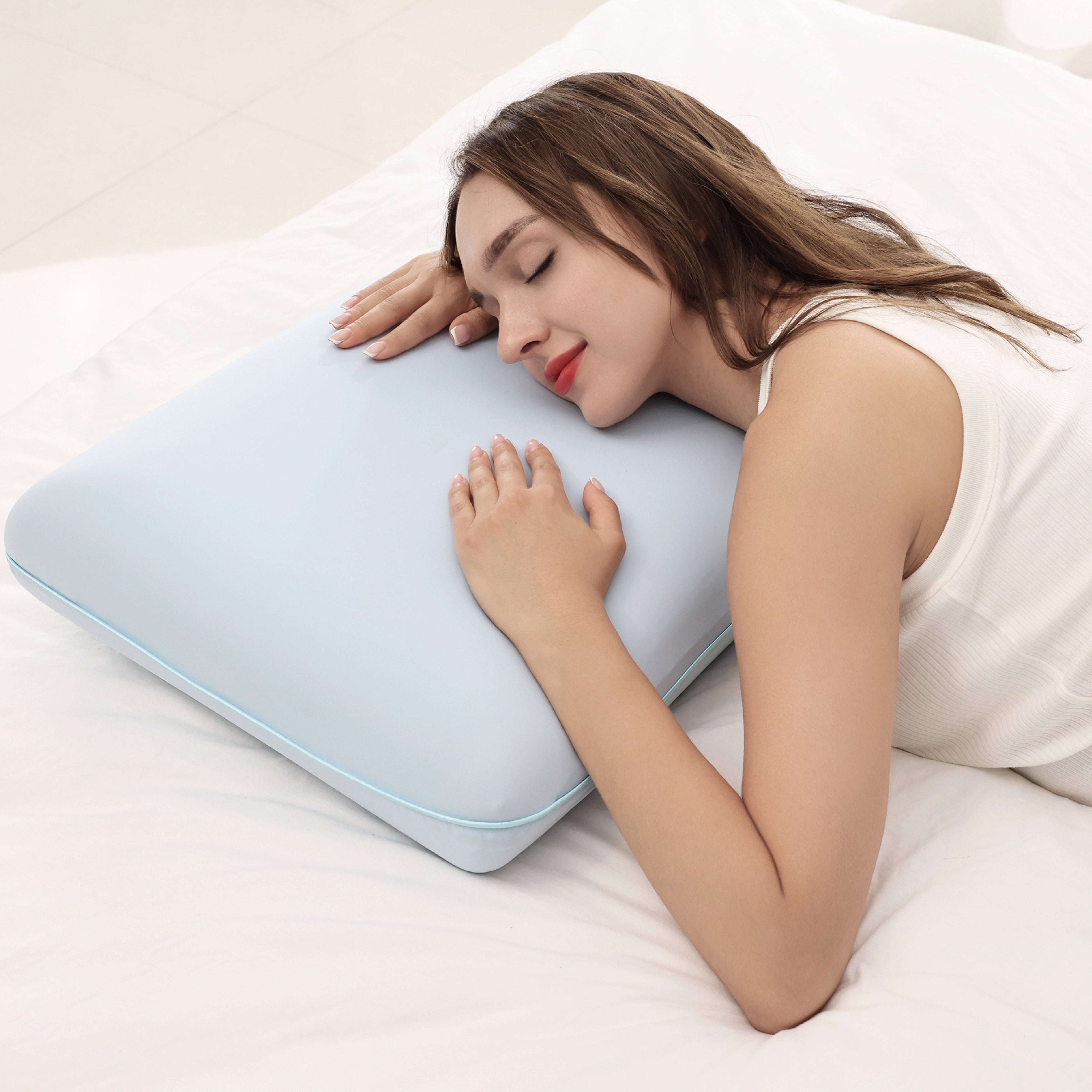 Orthopedic Support Memory Foam Pillow, Cooling Gel Bed Pillow, Queen, Blue - Hotel Quality Plush Sleeping Pillows - Default Title