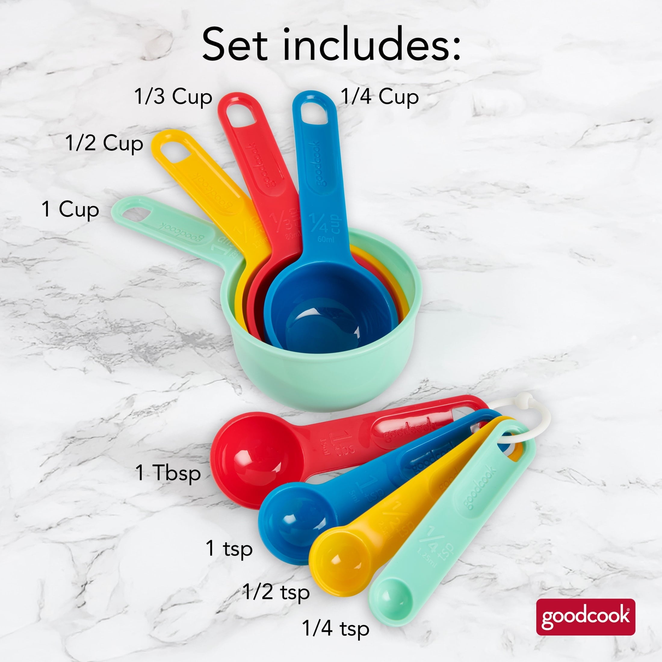 Time-Saving Measuring Cups And Spoons, Set Of 8 Nesting With Storage Ring - Innovative Kitchen Helper for Modern Cooking Detail