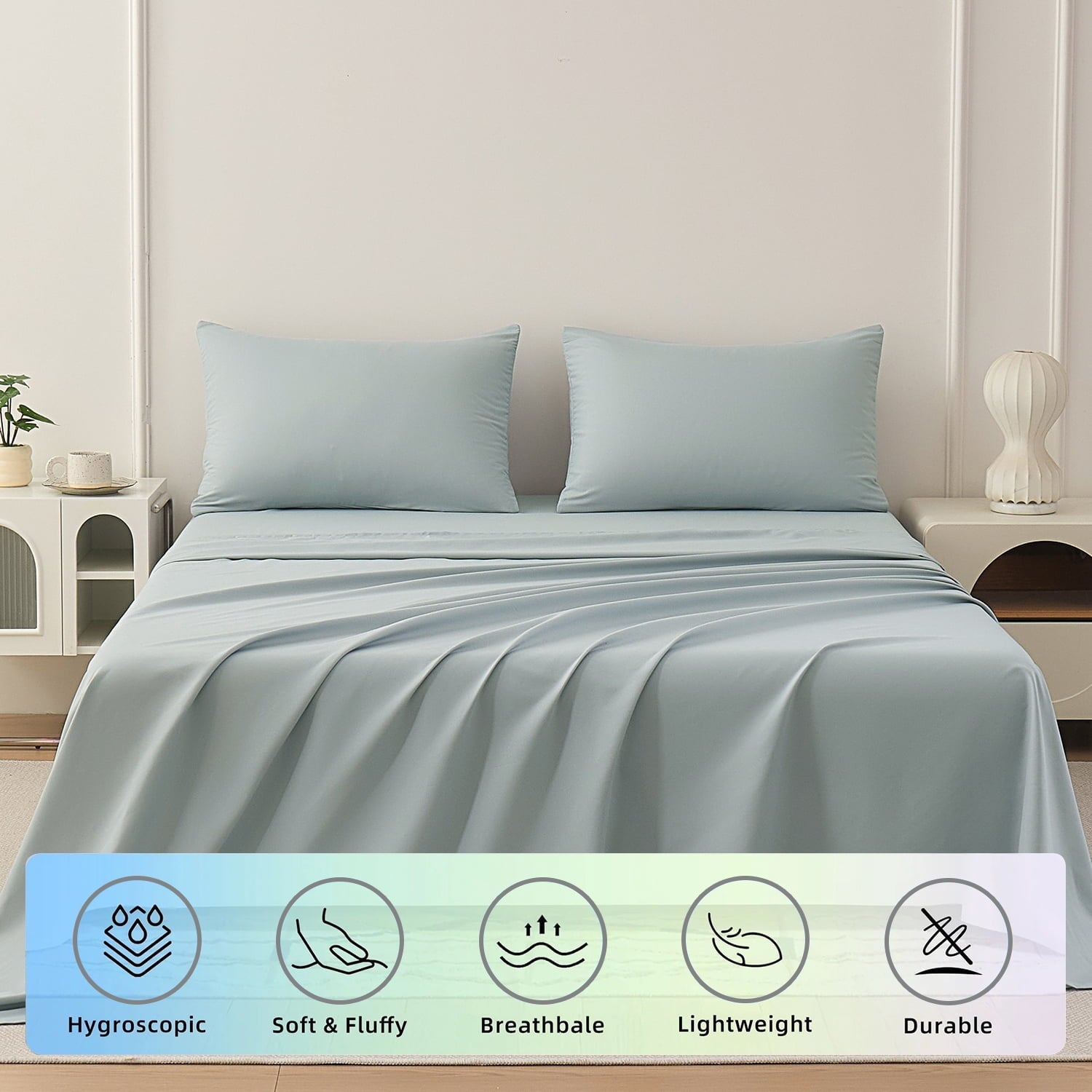Premium Egyptian Cotton Sheets Set 4 Piece Queen/Full Size Sheet Set, Soft & Lightweight And Breathable ding Set, Fitted Sheet, Flat Sheet & ... - Luxury Bed Sheet Set with Deep Pockets Detail
