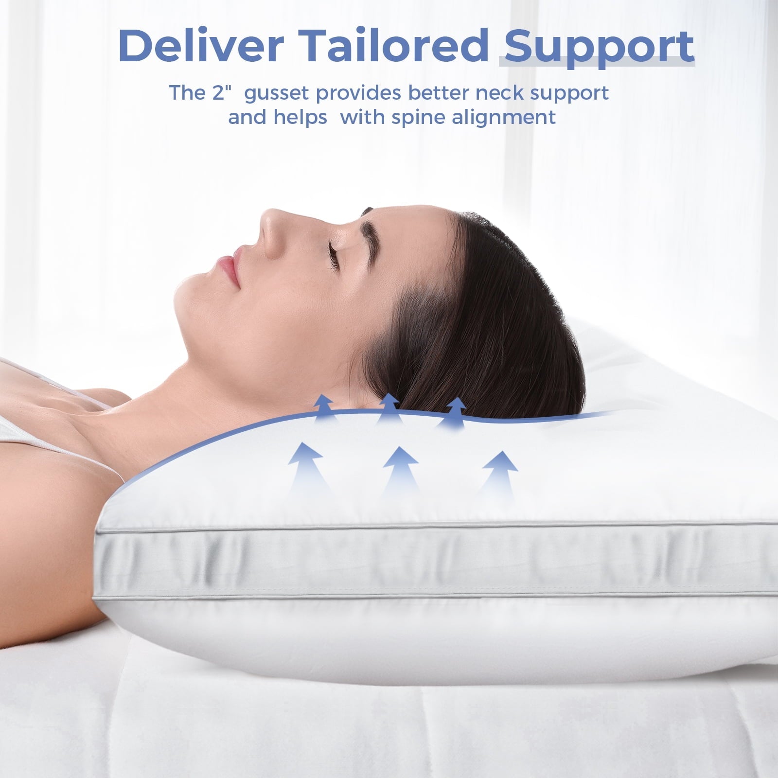 Fluffy Shredded Bed Pillows King Size Set of 2, Luxury Hotel Quality,Fluffy and Supportive Gusseted Bed Pillows for Side, Back, or St... - Orthopedic Shredded Foam Bed Pillow Set Detail