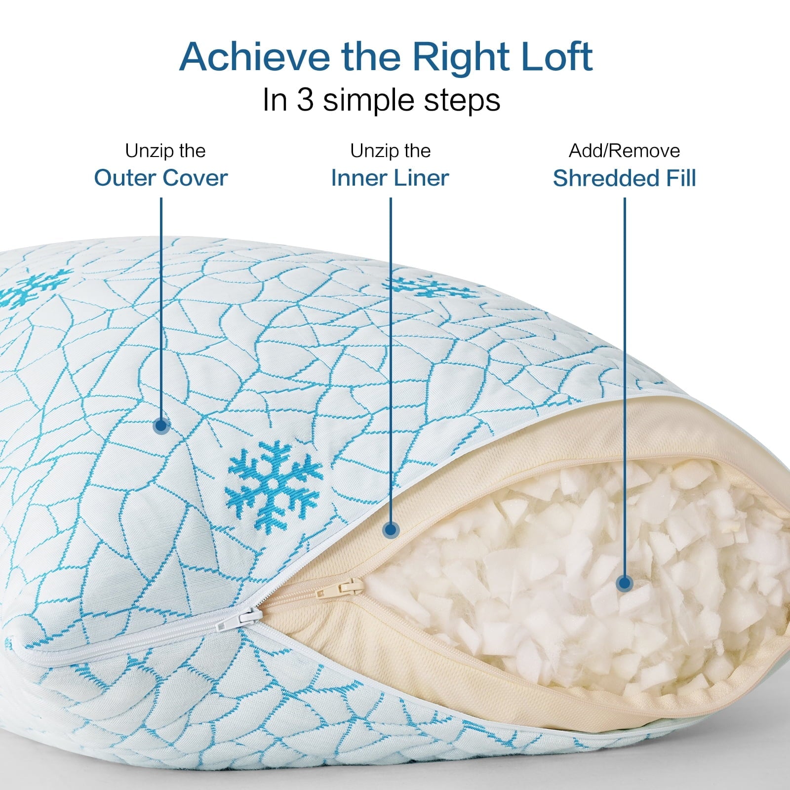 Decorative Plump Cooling Memory Foam Queen Pillows Set of 2,Adjustable Support & Heat Dissipation Tech for Side,Back,Stomach & Hot Sle... - Ergonomic Memory Foam Pillow for Neck Pain Support Detail
