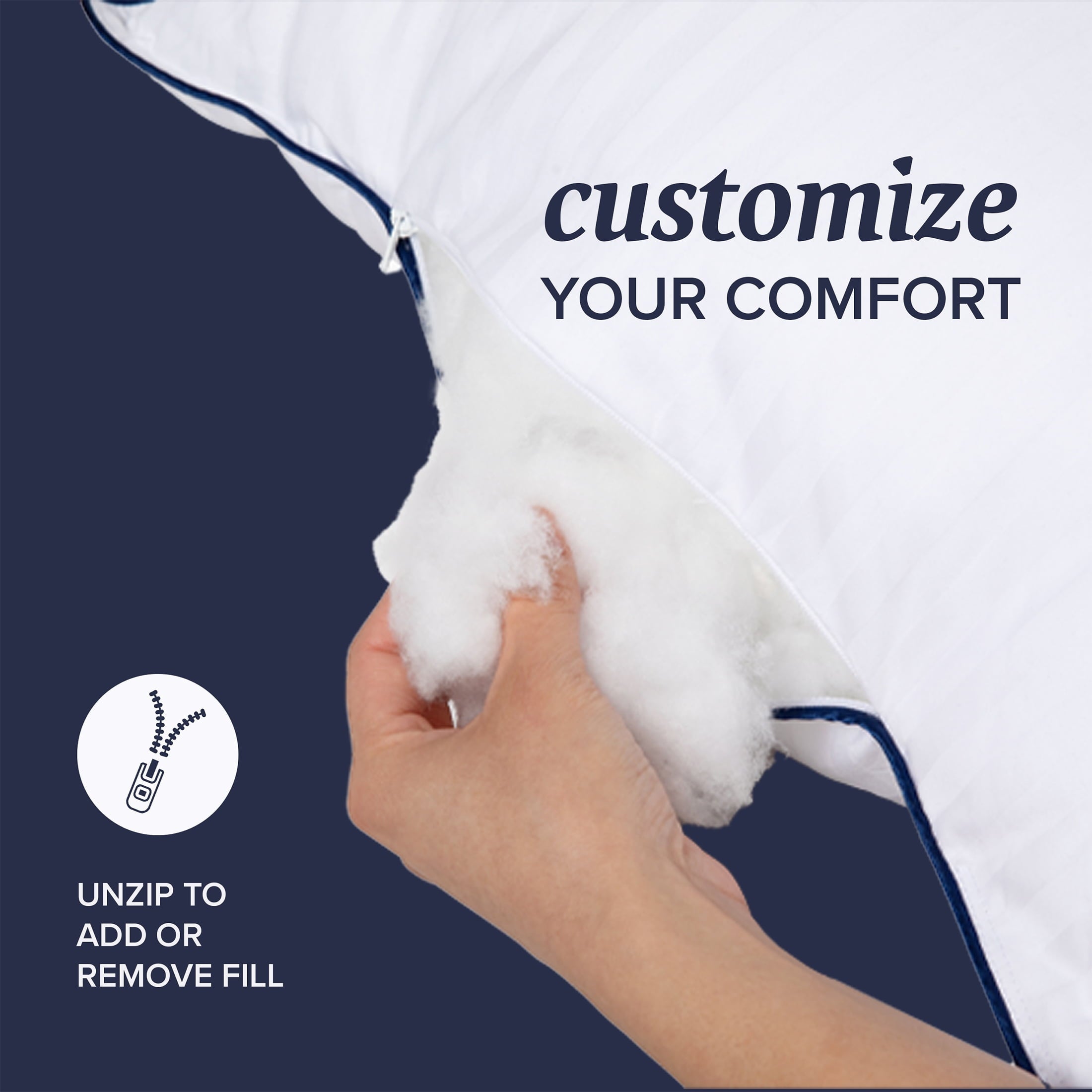 Orthopedic Support Customizable Down Alternative Queen Pillow 1 Pack, Adult - Ergonomic Memory Foam Pillow for Neck Pain Support Detail