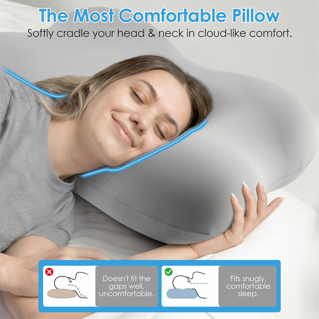 Hotel Collection Cervical Pillow Orthopedic Cervical Pillow for Neck Pain Relief, Memory Foam Bed Pillow with Pillowcase, Contour Bed ... - Ergonomic Memory Foam Pillow for Neck Pain Support Detail