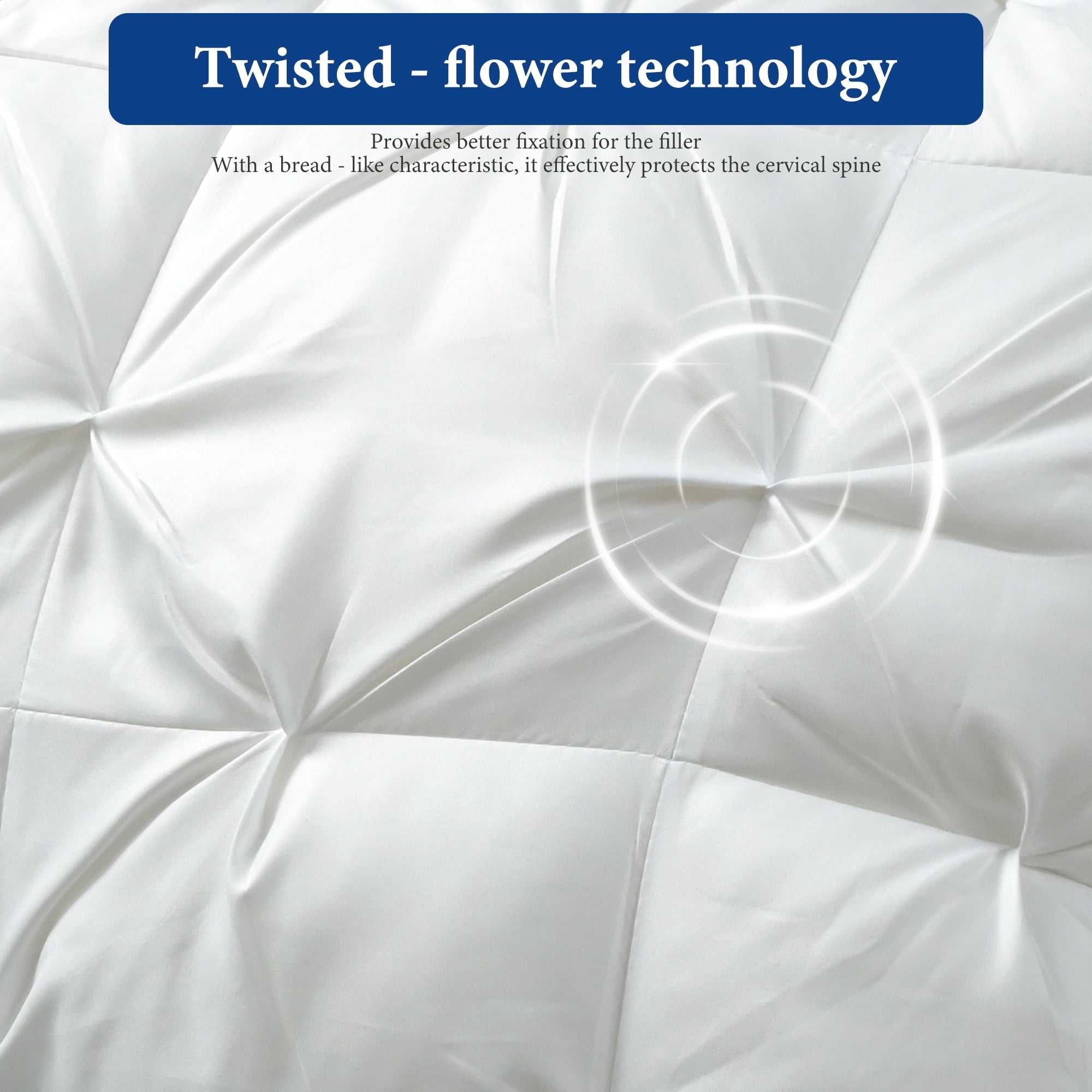 Ergonomic Memory Foam 2-Pack Luxurious Hotel-Quality ,Resistant to Flattening, All-Season,White - Orthopedic Shredded Foam Bed Pillow Set Detail