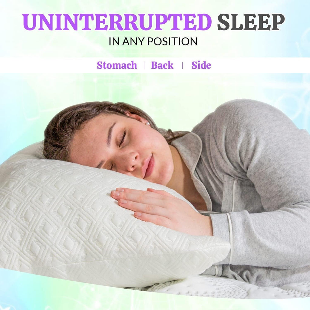 Decorative Plump King Size Bamboo Pillow, Memory Foam Bed Pillows with Washable Pillowcases, King - Ergonomic Memory Foam Pillow for Neck Pain Support Detail