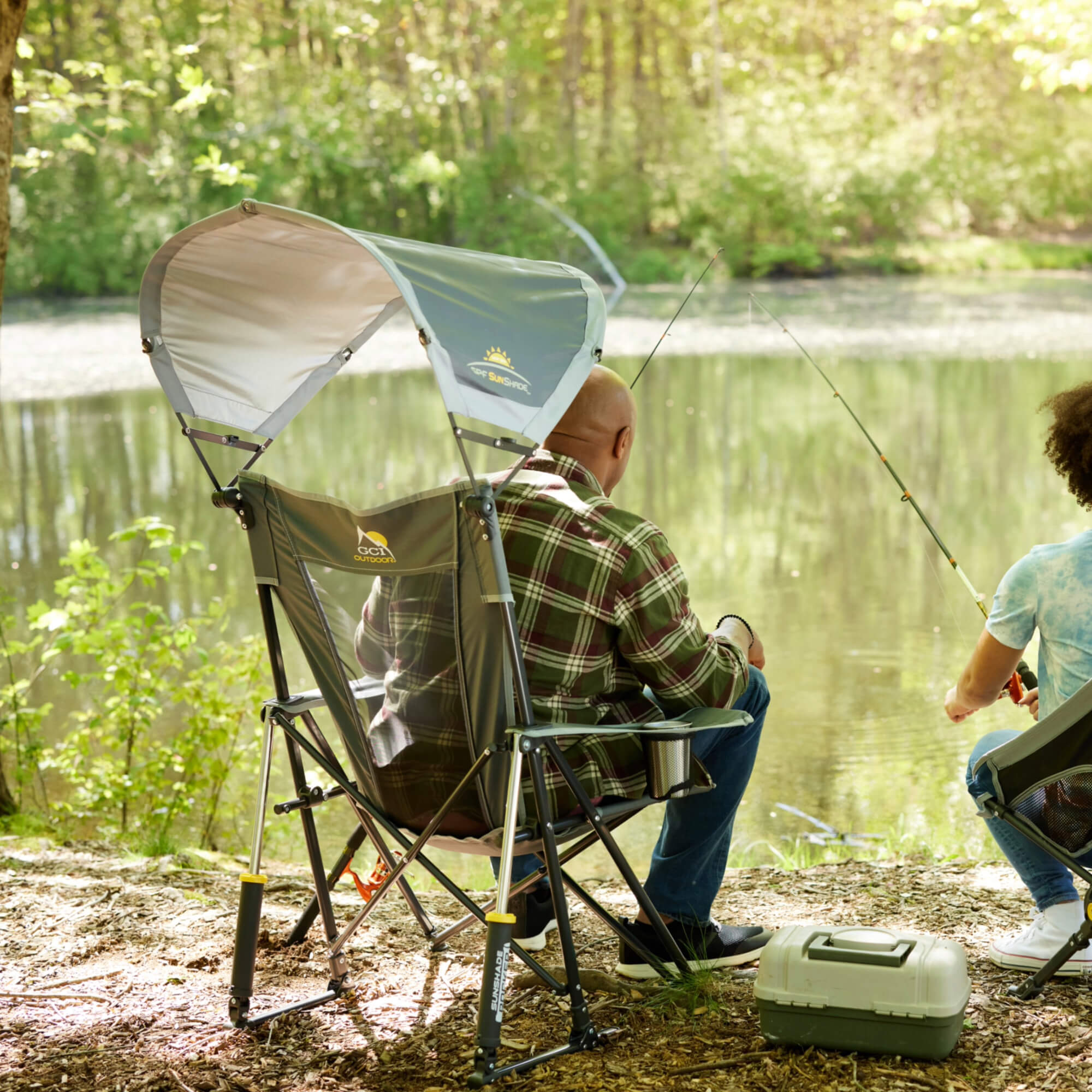 Patented Spring-Action SunShade Rocker - Choice 550 - RoadTrip Rocker Smooth Motion Camp Chair Detail
