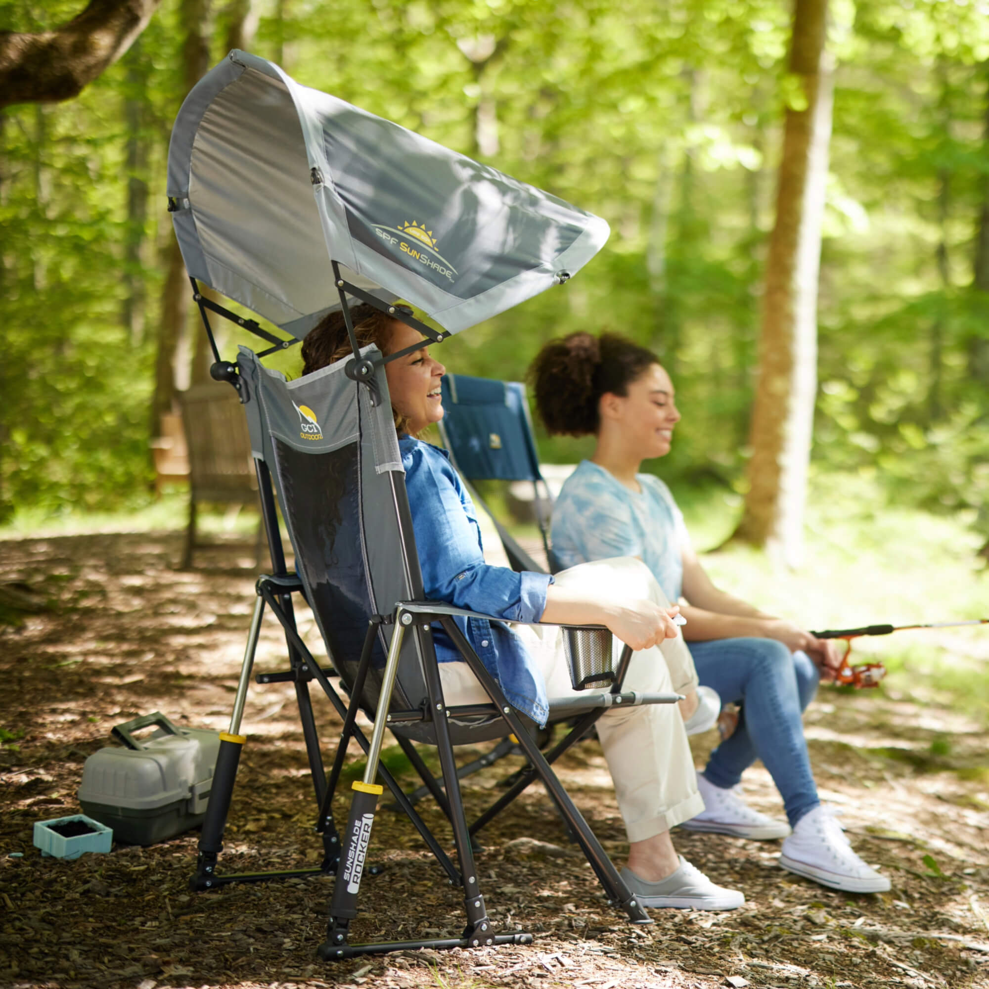 Patented Spring-Action SunShade Rocker - Choice 550 - RoadTrip Rocker Smooth Motion Camp Chair Detail