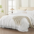 Fluffy Down Alternative Queen Comforter Set White - 3 Pieces Soft Fluffy Ruffle Bedding Comforter Sets for Queen Bed, All Season Farmhouse Li... - Cloud-Like Soft Lightweight Bed Comforter - Default Title