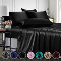 Wrinkle-Resistant Twin Silk Gray Bed Sheet Set Deep Pocket Bed Flat Fitted Sheet, 3-Pieces - Breathable Egyptian Cotton Flat & Fitted Sheets - Default Title